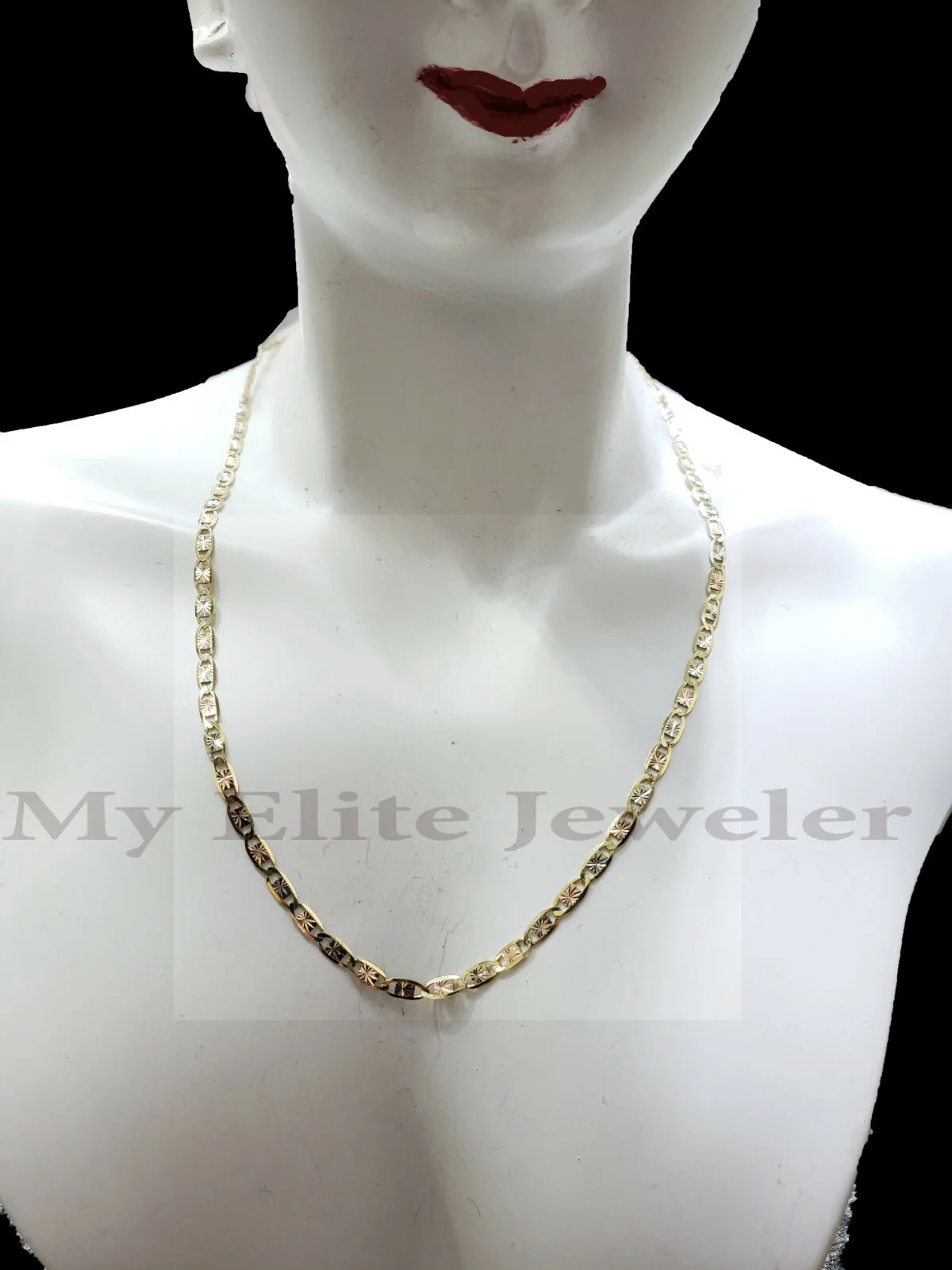 10k Gold Ladies Necklace 18" Chain Trio- Gold 10k ORO CADENA DE CORAZON 18” - Image 3