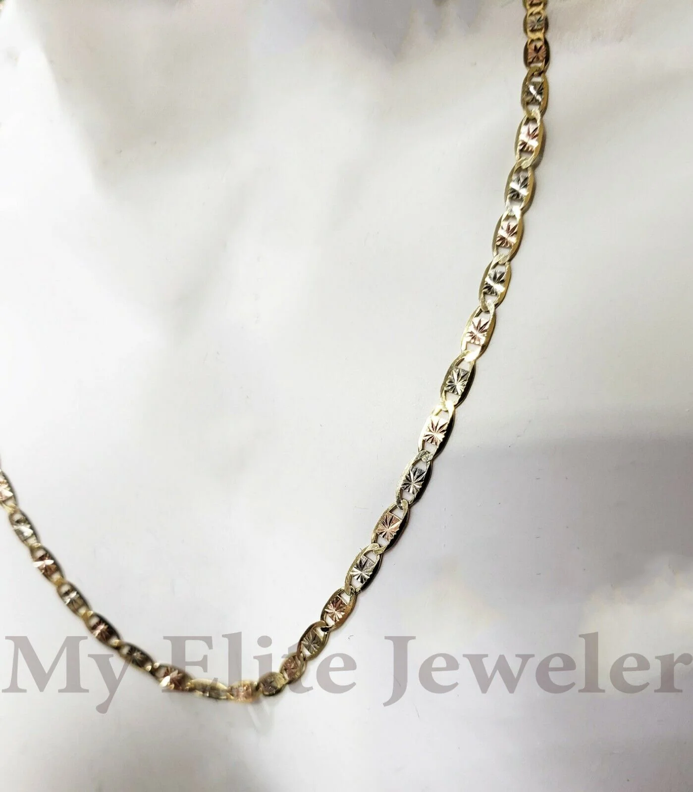 10k Gold Ladies Necklace 18" Chain Trio- Gold 10k ORO CADENA DE CORAZON 18” - Image 4