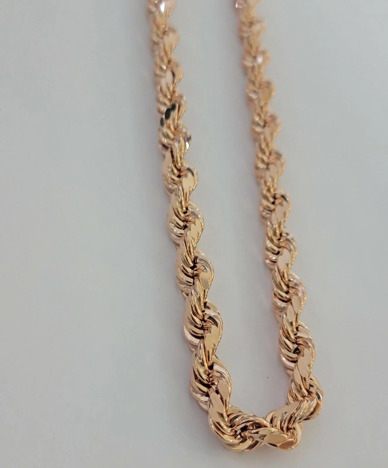 10k Rose Gold Rope Necklace Chain 6mm 22, 24, 26, 28 Inch Diamond cut SEMI SOLID - Image 6