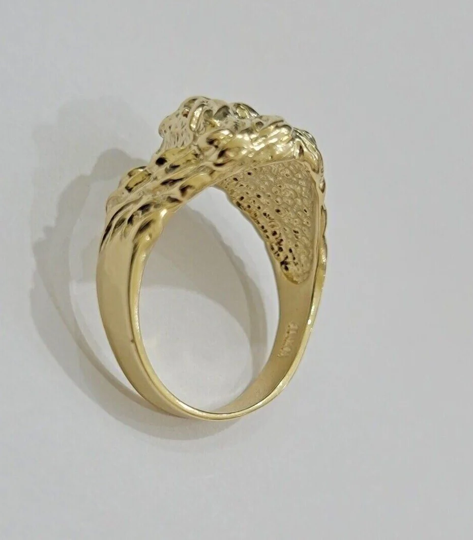 10k Solid Yellow Gold Men's Lion Roaring Ring Casual Style 10kt Red Eye New SALE Size: 6 7 8 9 10 11&12 - Image 6