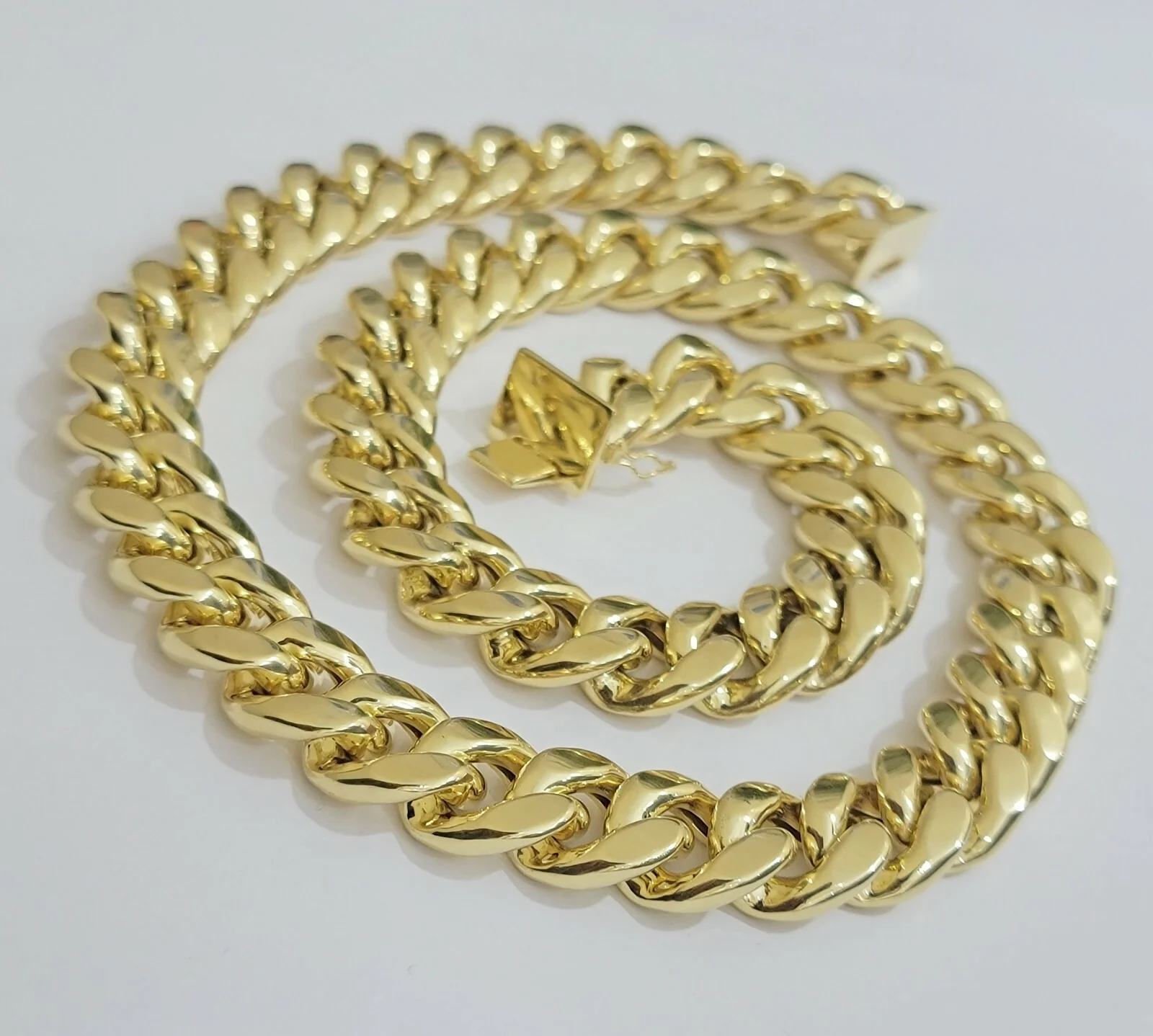 10k Yellow Gold Chain Necklace 24 Inch 15mm Miami Cuban Link Box Lock REAL 10KT - Image 3