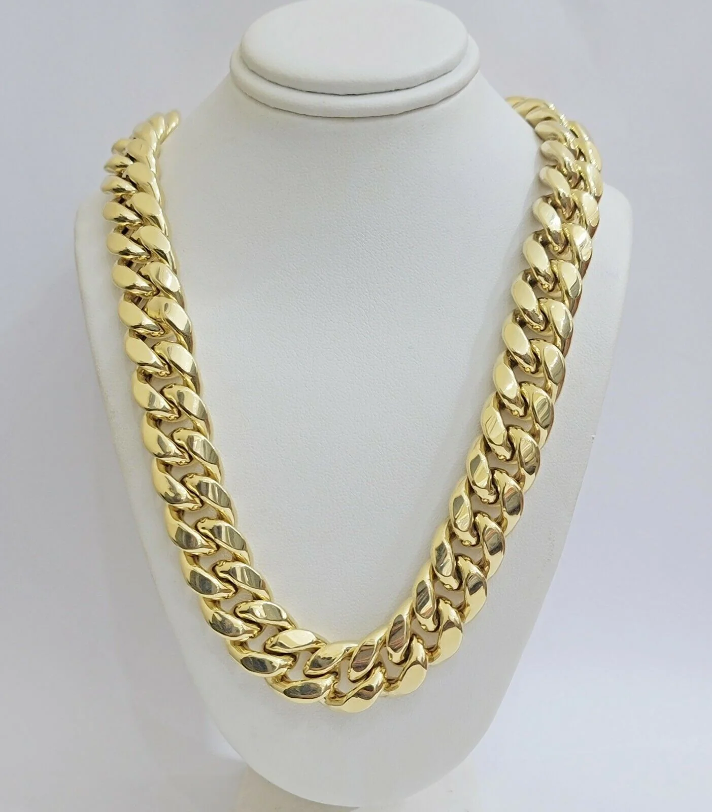 10k Yellow Gold Chain Necklace 24 Inch 15mm Miami Cuban Link Box Lock REAL 10KT - Image 4