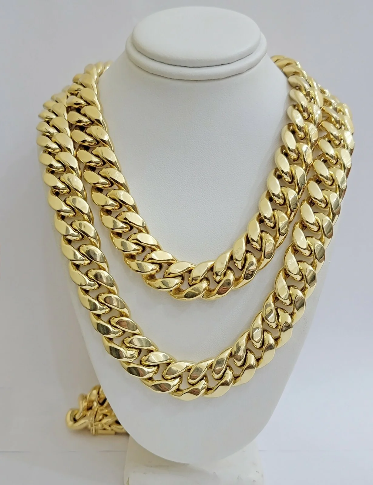 10k Yellow Gold Chain Necklace 24 Inch 15mm Miami Cuban Link Box Lock REAL 10KT - Image 6
