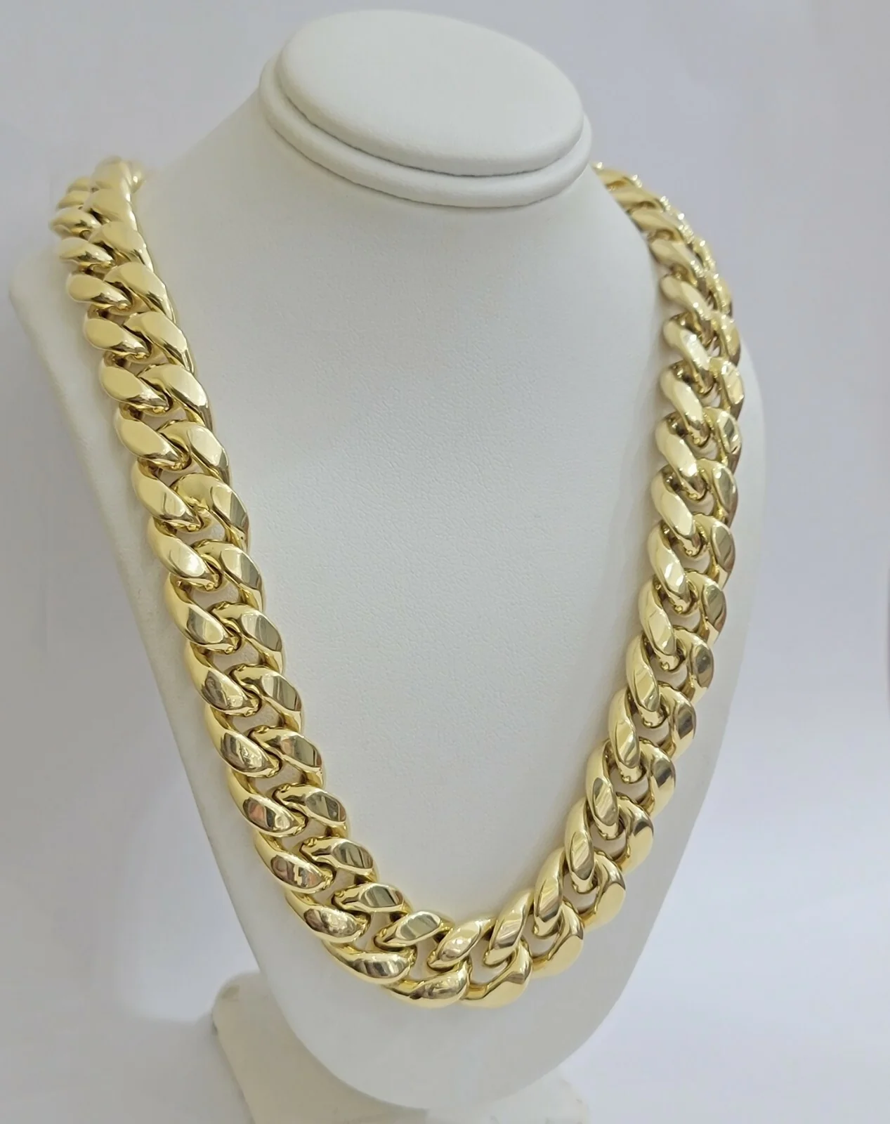 10k Yellow Gold Chain Necklace 24 Inch 15mm Miami Cuban Link Box Lock REAL 10KT - Image 7