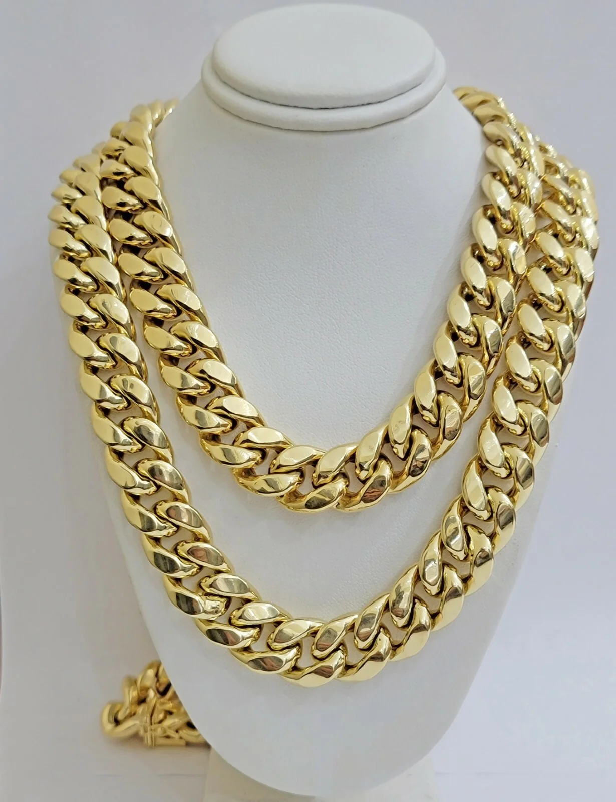 10k Yellow Gold Chain Necklace 24 Inch 15mm Miami Cuban Link Box Lock REAL 10KT - Image 8