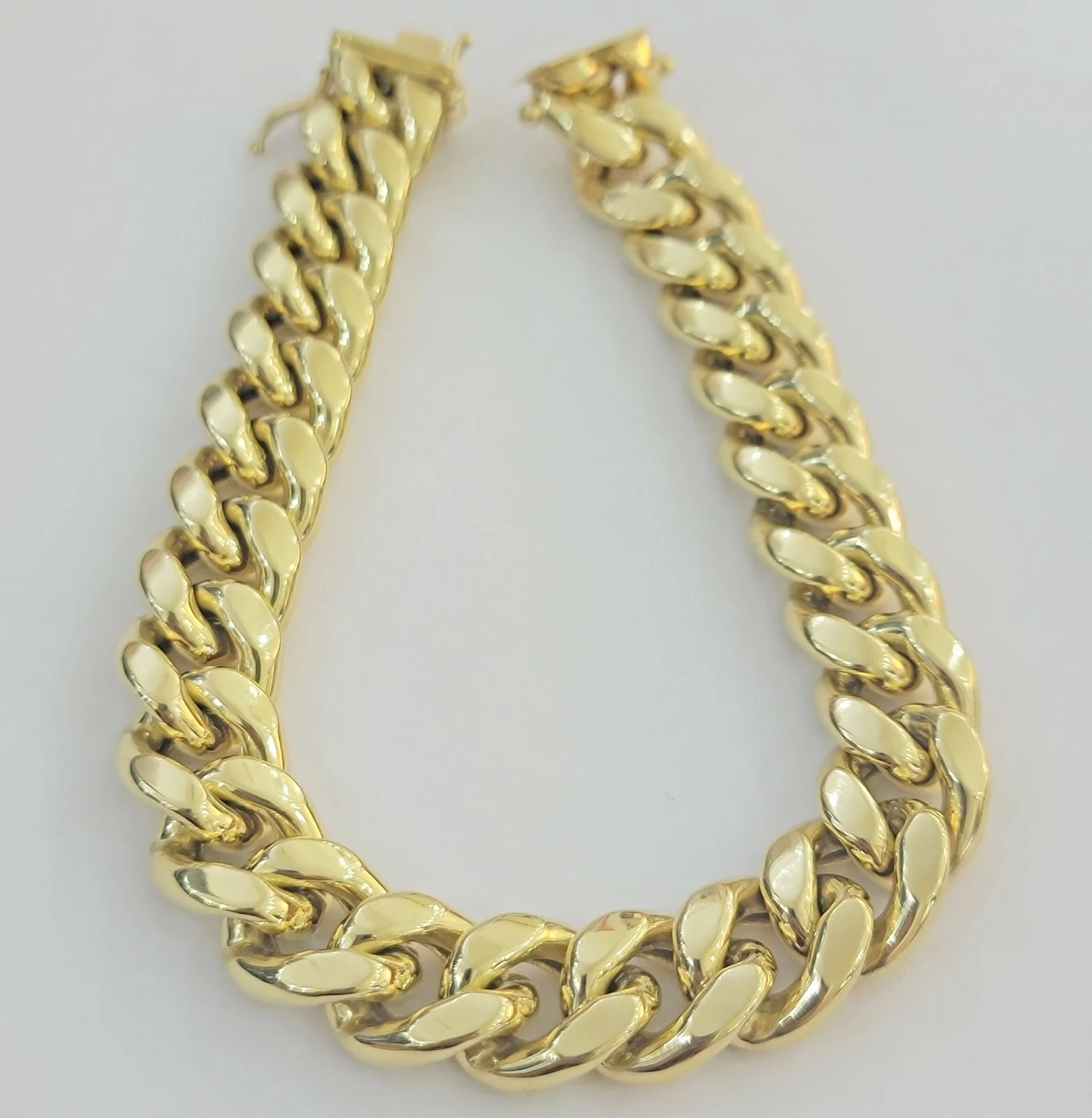 14k Yellow Gold Bracelet 13mm Miami Cuban Link  With Box Clasp Mens Real 14kt - Image 3