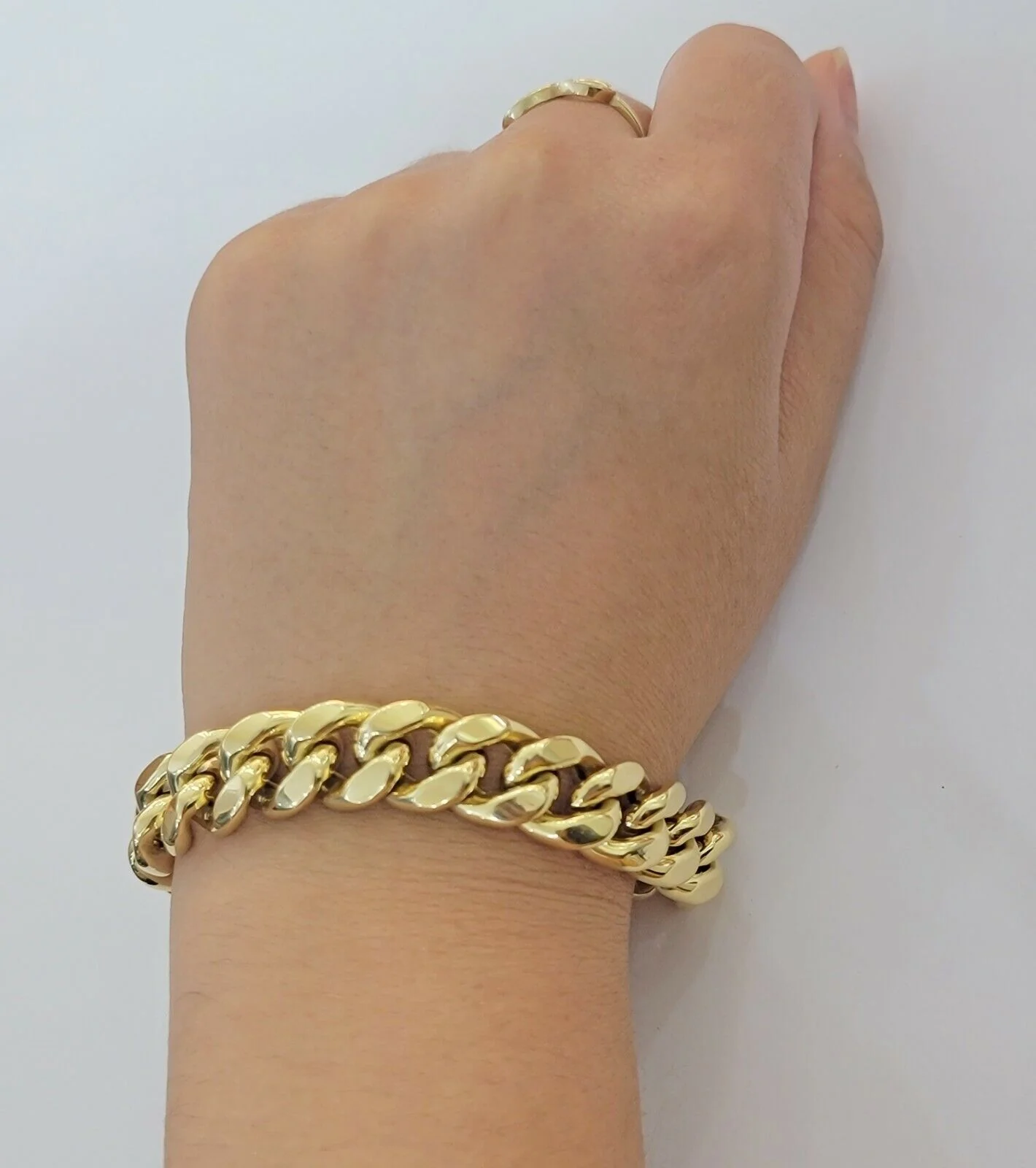 14k Yellow Gold Bracelet 13mm Miami Cuban Link  With Box Clasp Mens Real 14kt - Image 4