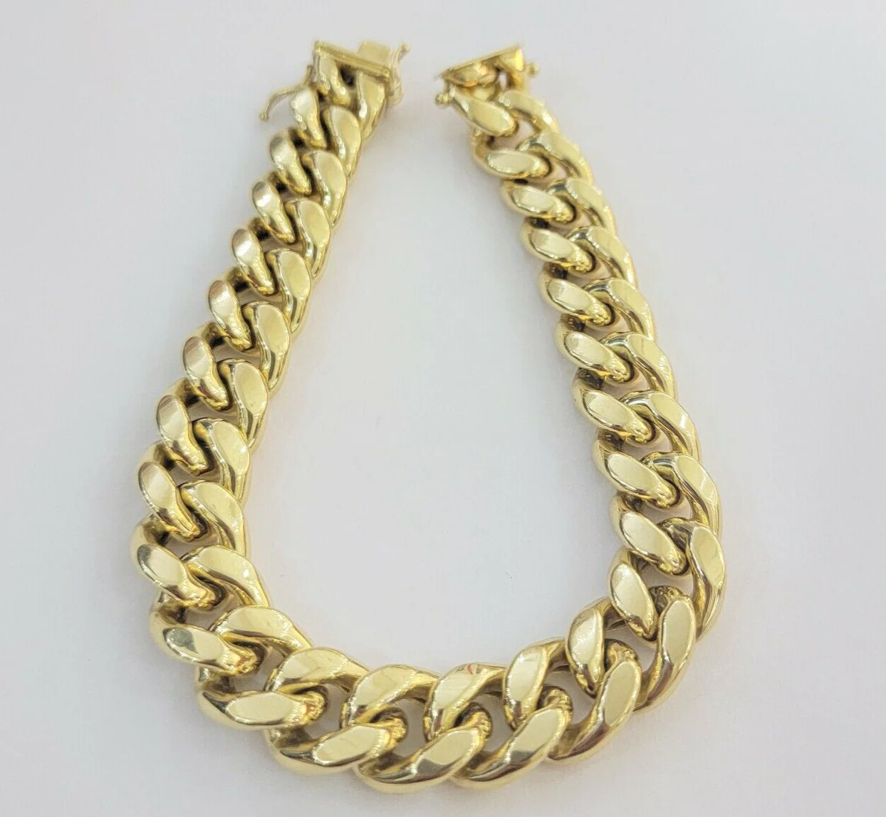 14k Yellow Gold Bracelet 13mm Miami Cuban Link  With Box Clasp Mens Real 14kt - Image 6