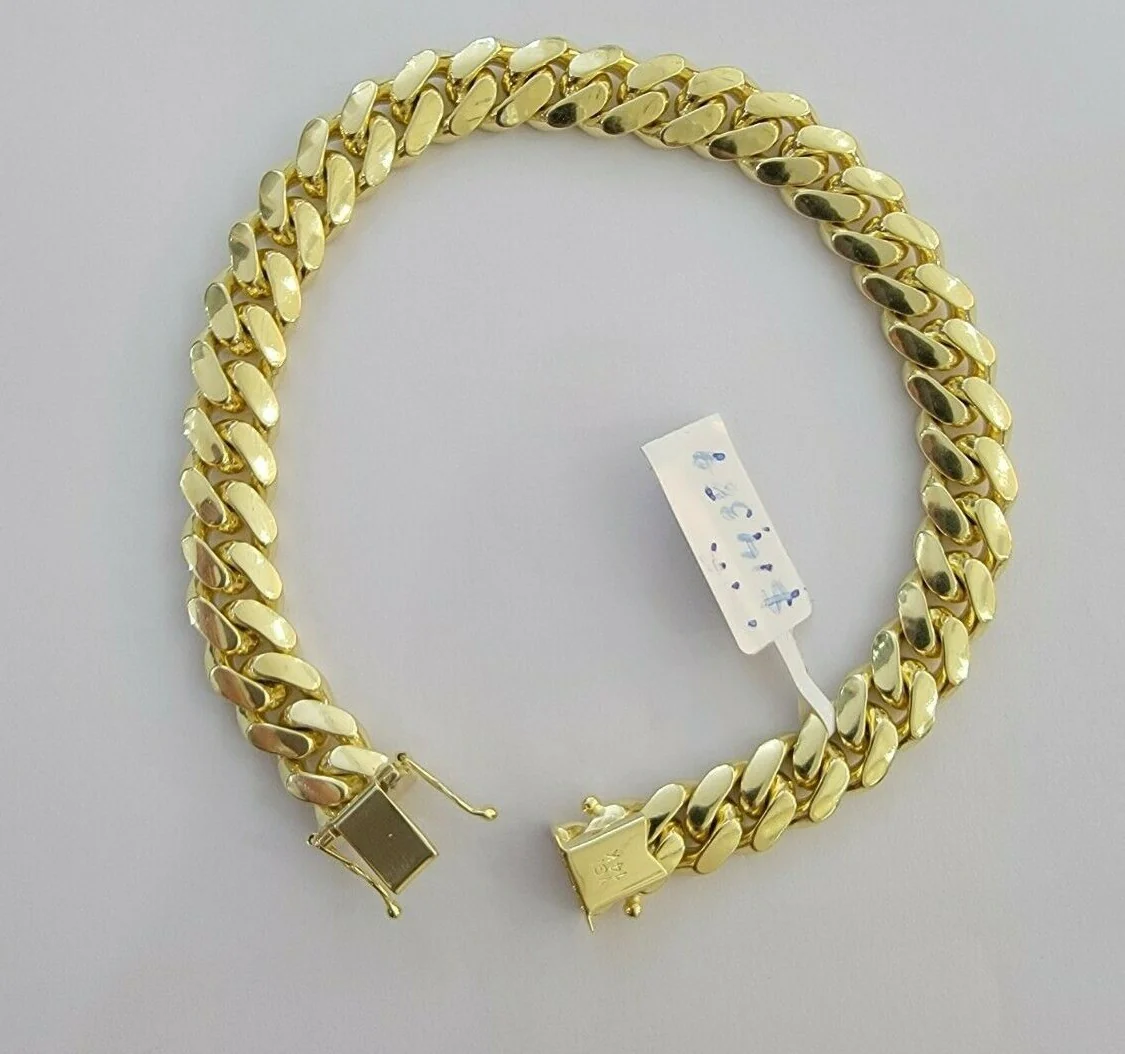 14k Yellow Gold Bracelet 7.5 Inch  Miami Cuban Link SOLID 8.5mm Mens REAL 14kt - Image 6