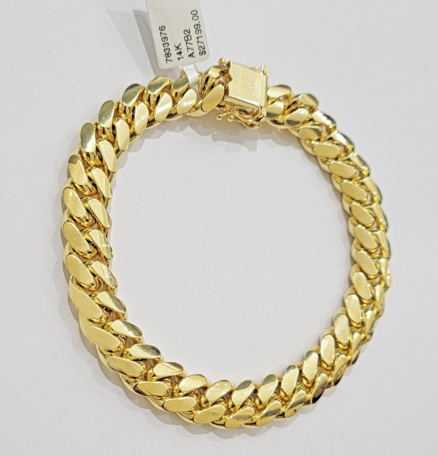 14k Yellow Gold Bracelet 8 Inch Solid 9mm Miami cuban Link Mens Real 14kt Heavy - Image 7