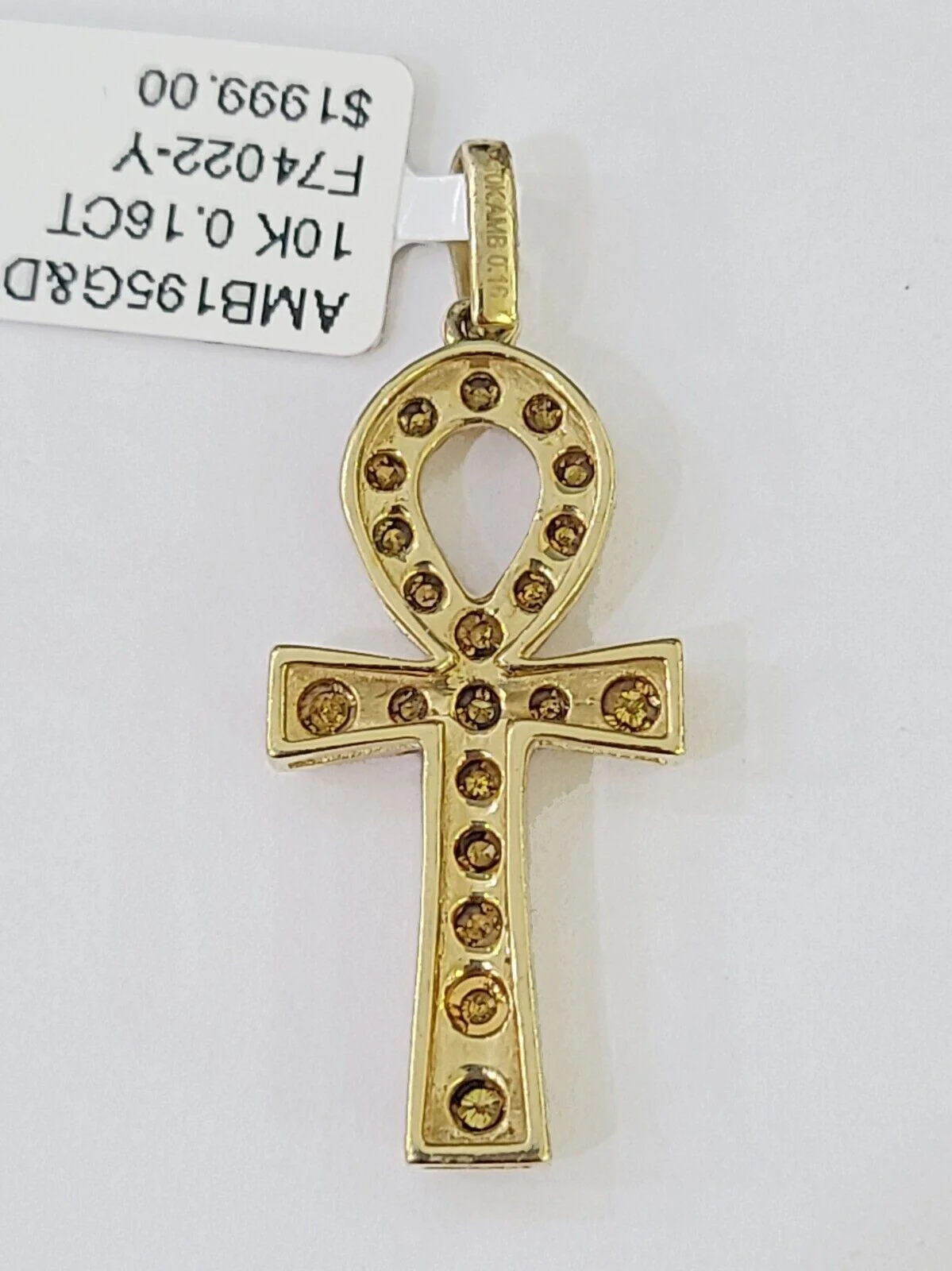 Ankh Cross Charm Pendant REAL 10k Yellow Gold Genuine Natural Diamond Men Women - Image 4