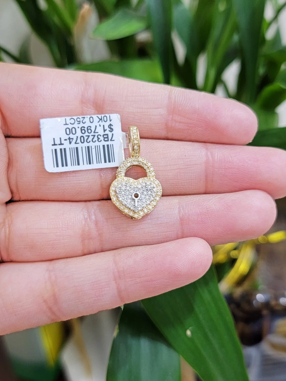 Diamond Heart Key charm pendant 10k gold 0.25 CT Natural Diamonds For Women,REAL - Image 3