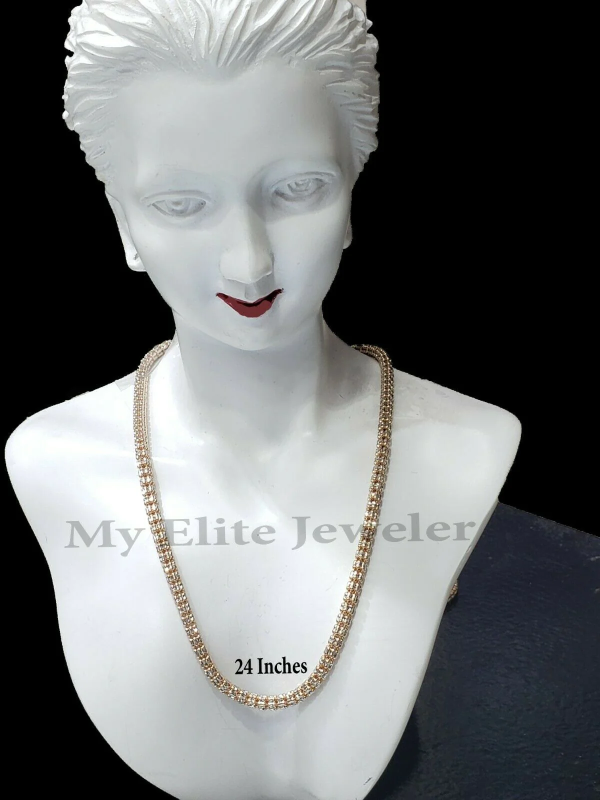 Gold Ladies Necklace 18 Inch 10k Rose Gold Tennis Chain Diamond Cut 100% GENUINE - Image 3