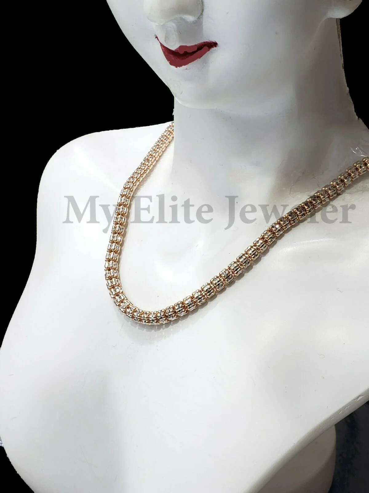 Gold Ladies Necklace 18 Inch 10k Rose Gold Tennis Chain Diamond Cut 100% GENUINE - Image 4