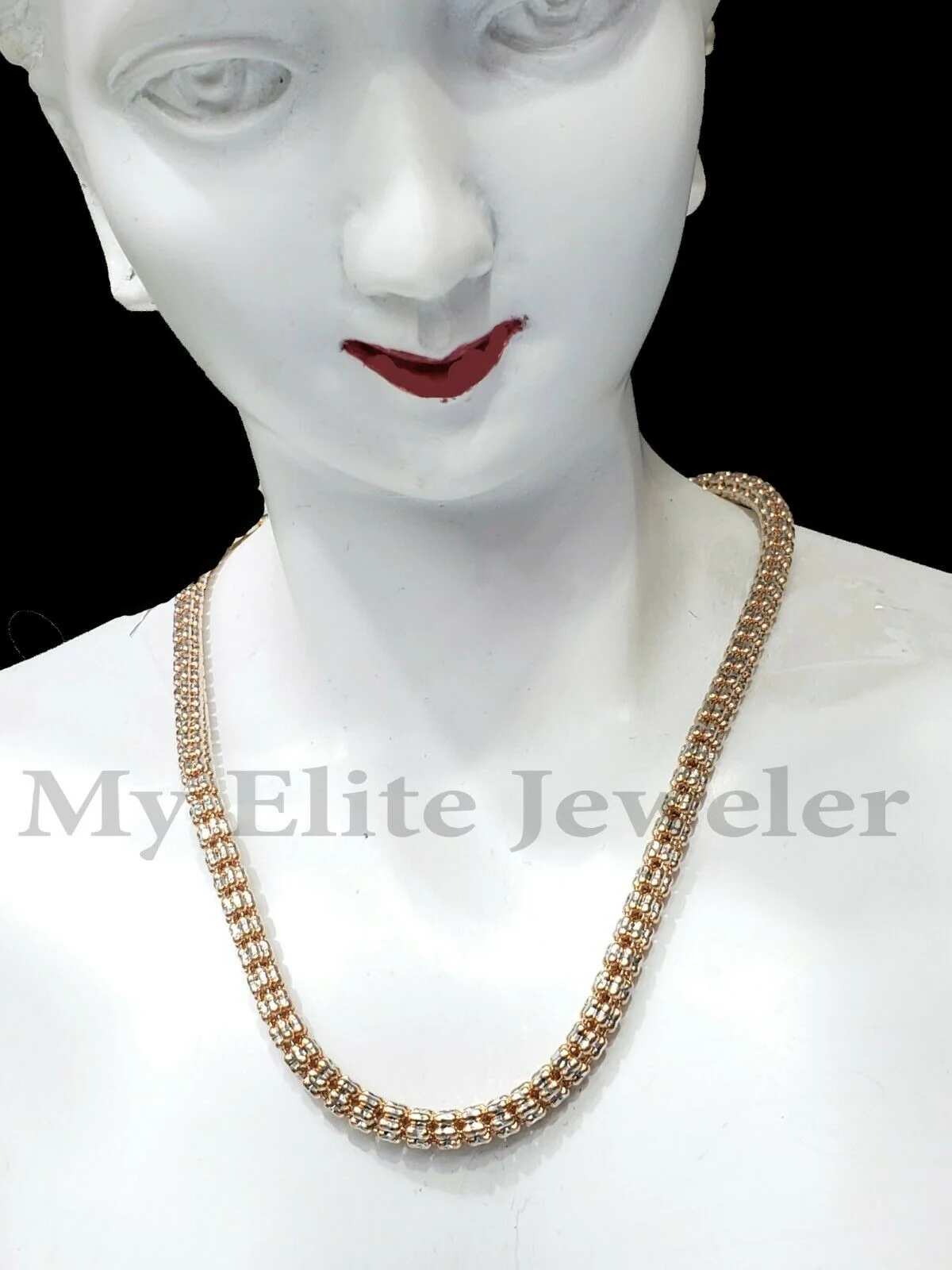Gold Ladies Necklace 18 Inch 10k Rose Gold Tennis Chain Diamond Cut 100% GENUINE - Image 5