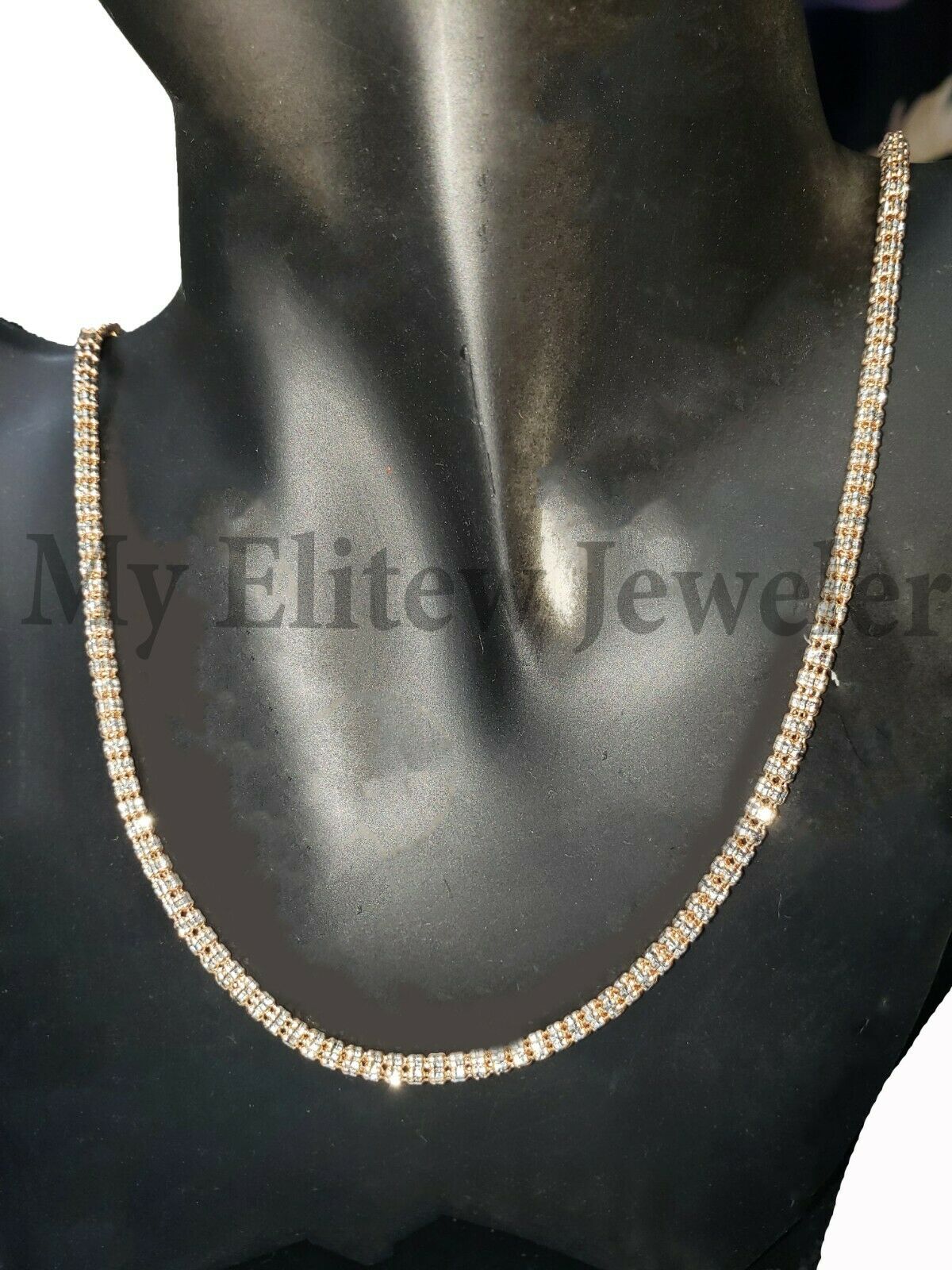 Gold Ladies Necklace 18 Inch 10k Rose Gold Tennis Chain Diamond Cut 100% GENUINE - Image 6