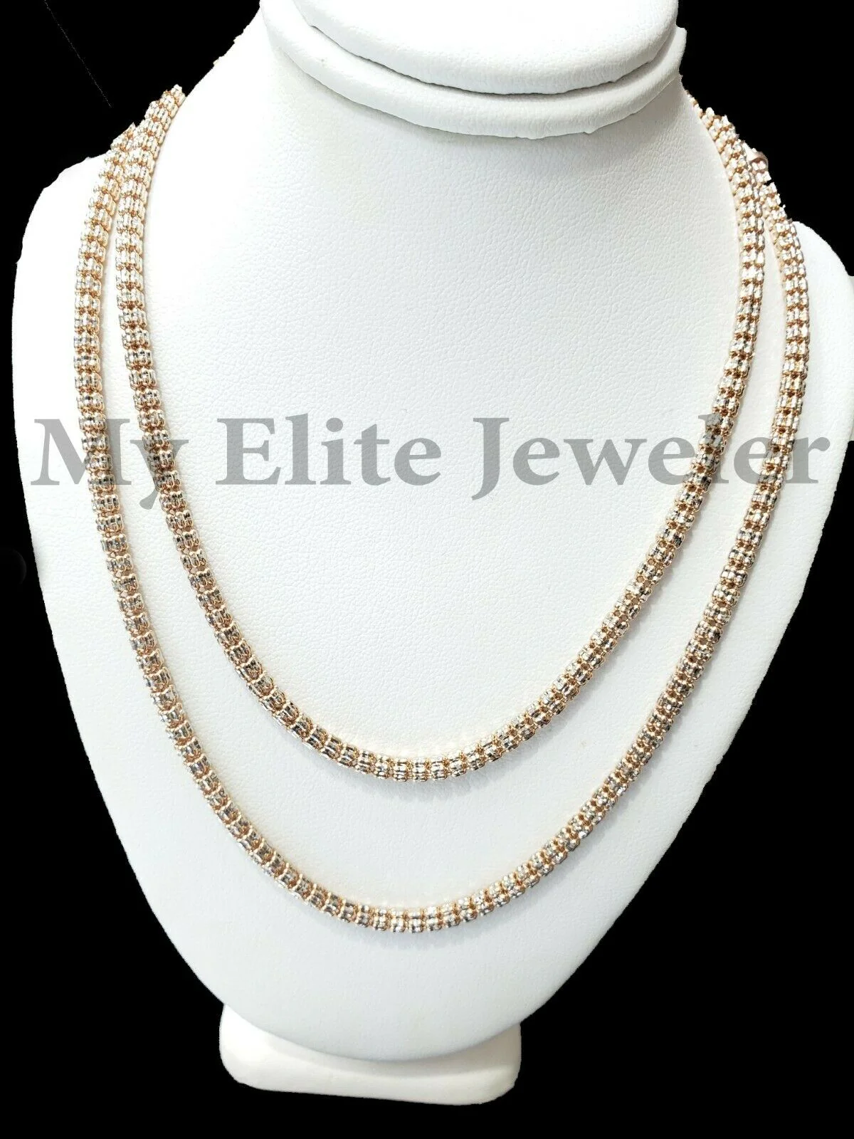 Gold Ladies Necklace 18 Inch 10k Rose Gold Tennis Chain Diamond Cut 100% GENUINE - Image 7