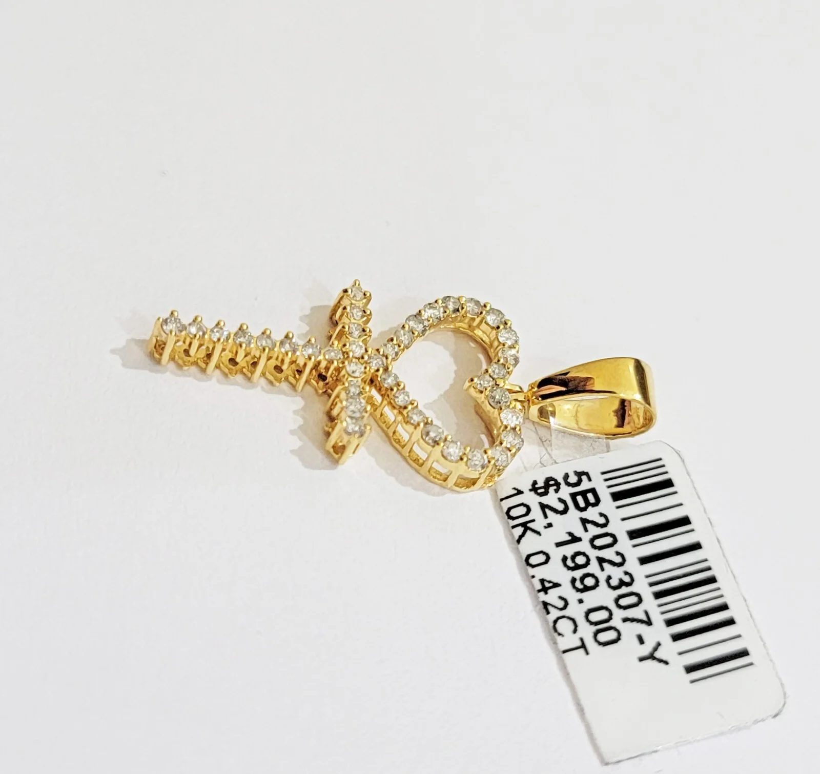 Ladies charm pendant Real 10k gold Natural Diamonds Heart Ankh Cross For Women - Image 5