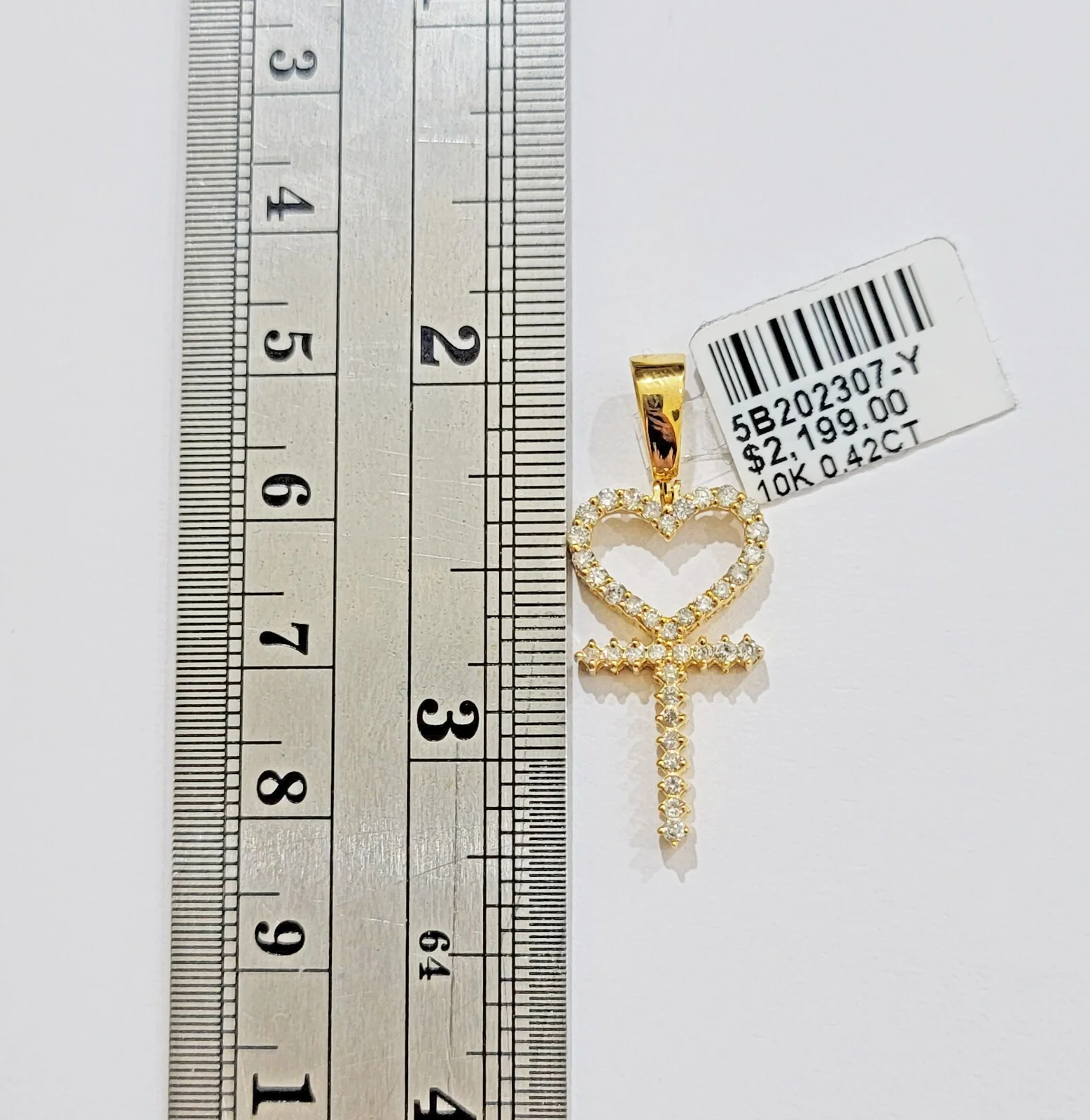 Ladies charm pendant Real 10k gold Natural Diamonds Heart Ankh Cross For Women - Image 7