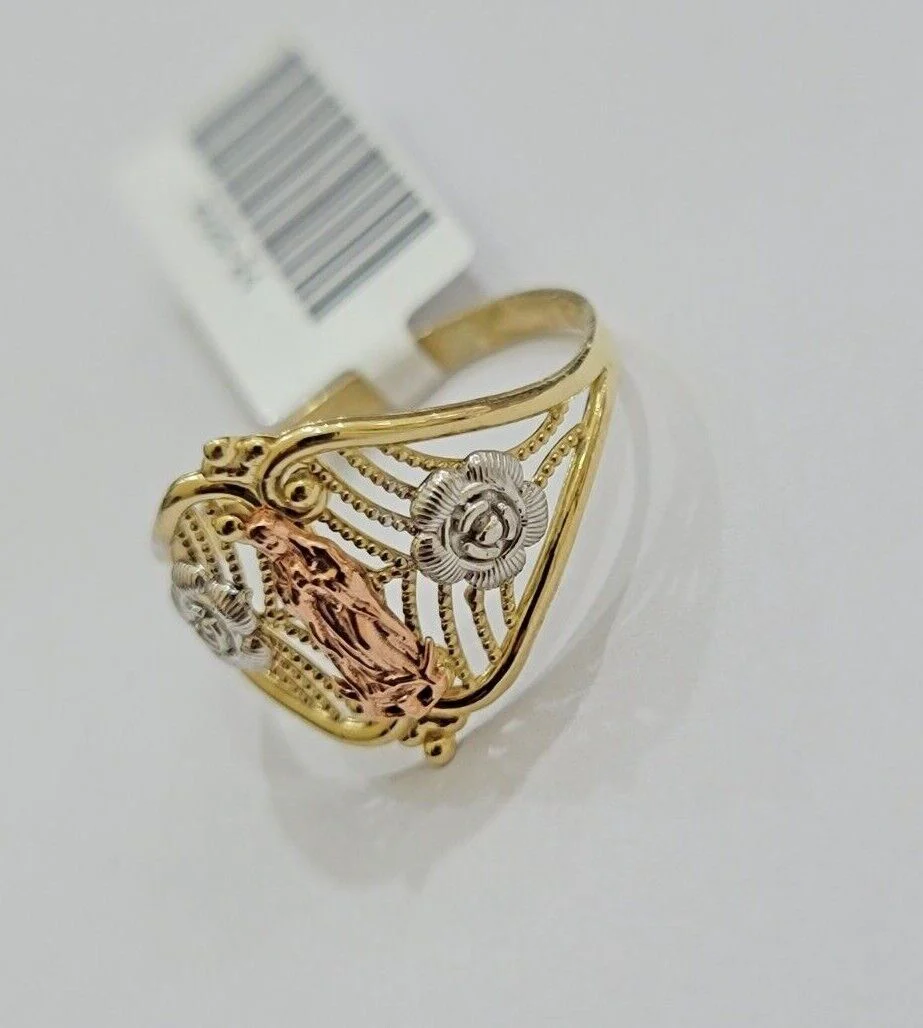Ladies Ring 10k Yellow Gold Virgin Mary Cross 10KT REAL Gold Unique Size: 6 7 8 9 10 11&12 - Image 9