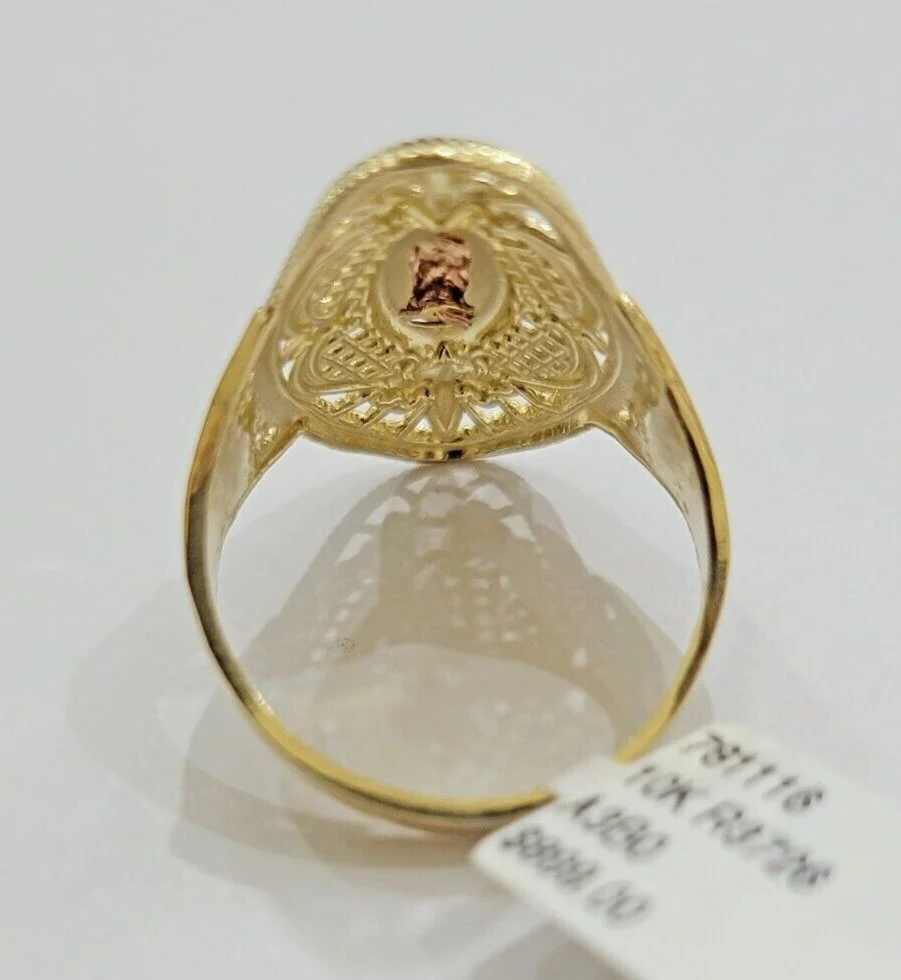 Ladies Ring 10k Yellow Gold Virgin Mary Cross 10KT REAL Gold Unique Size: 6 7 8 9 10 11&12 - Image 10
