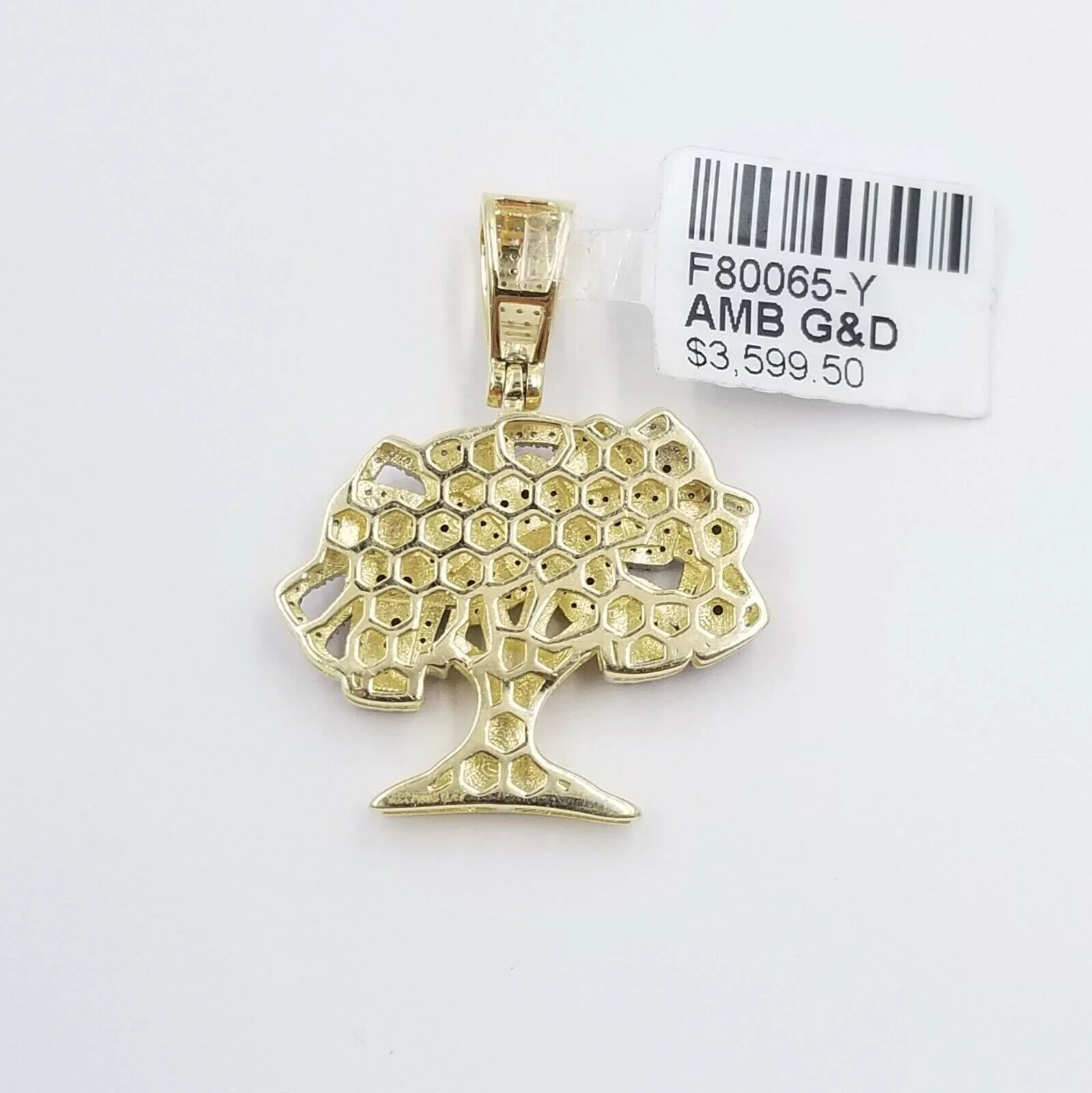 Money Tree charm Pendant REAL 10k Yellow Gold Genuine Natural Diamonds For Mens - Image 6