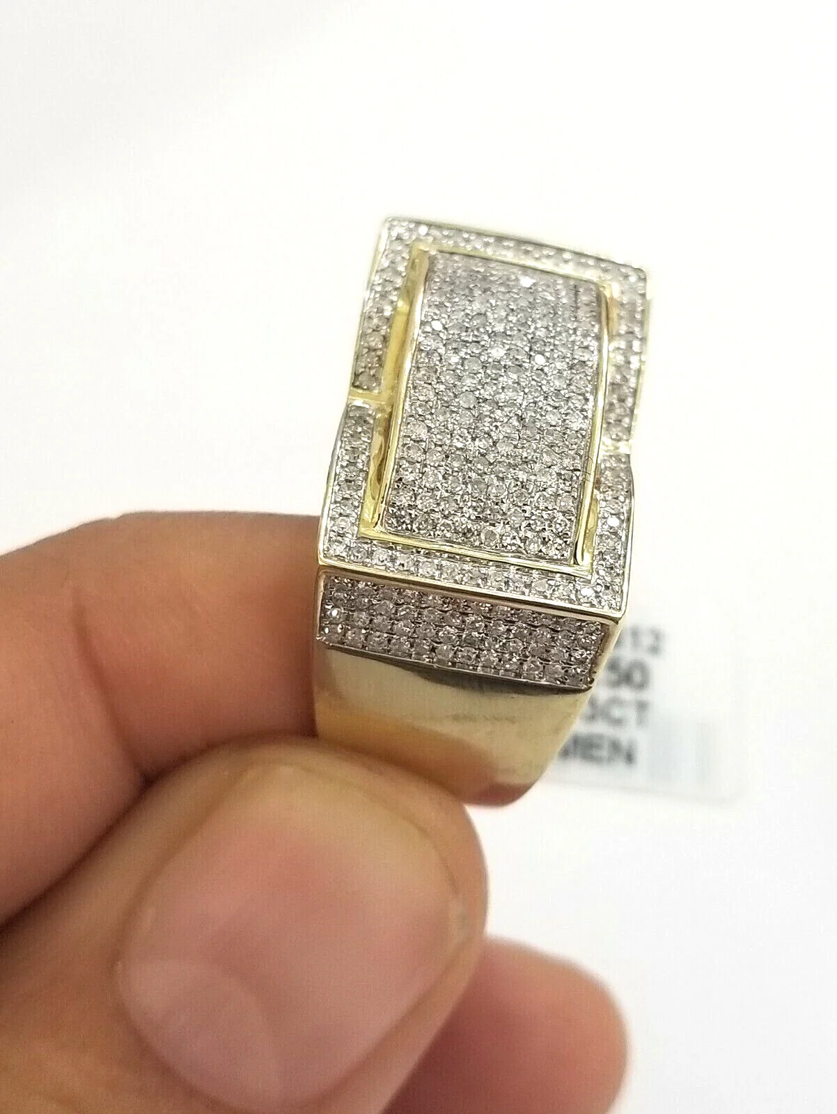Real 10k Diamond Ring Men 10kt Yellow Gold 0.80 Natural Diamond Pave Casual Ring Sizes: 6 7 8 9 10 11 & 12 - Image 3