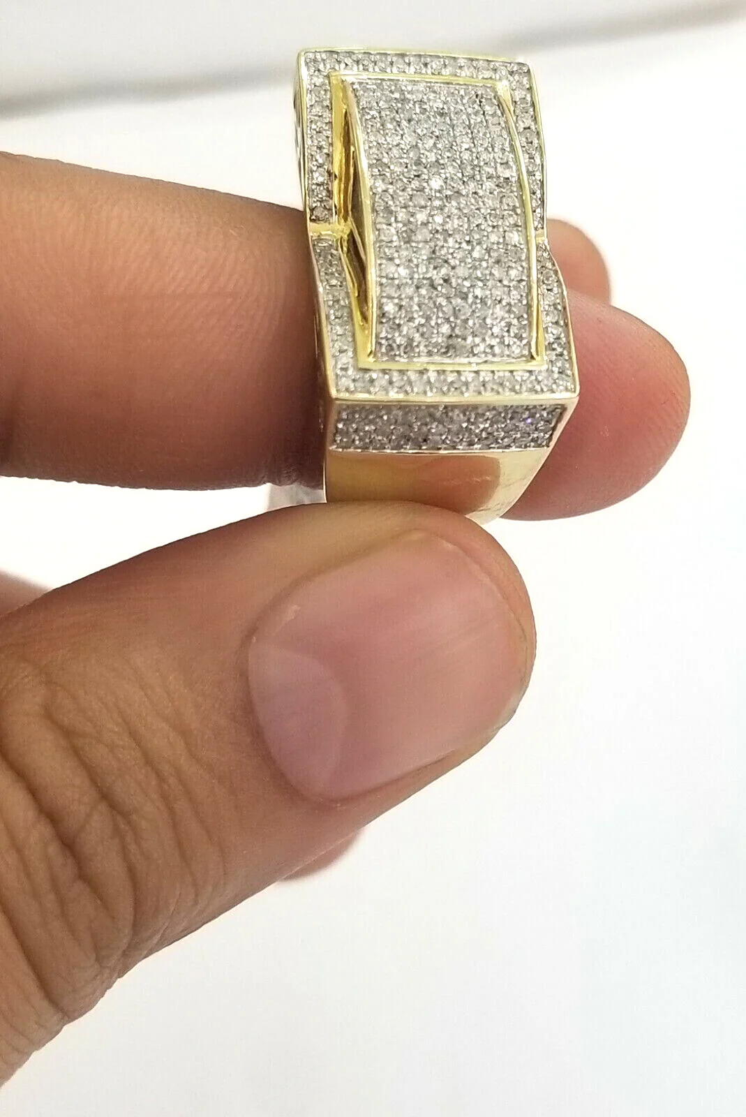 Real 10k Diamond Ring Men 10kt Yellow Gold 0.80 Natural Diamond Pave Casual Ring Sizes: 6 7 8 9 10 11 & 12 - Image 4