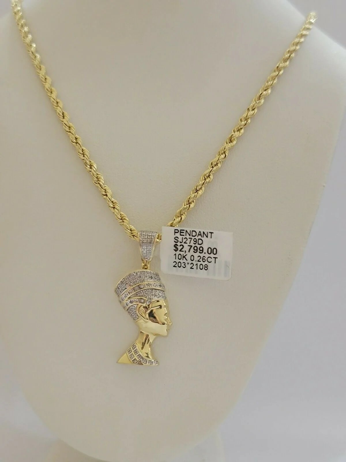 REAL 10k Gold Diamond Pendant Pharaoh Head Charm 1/4 Ct Natural Diamonds Mens - Image 4
