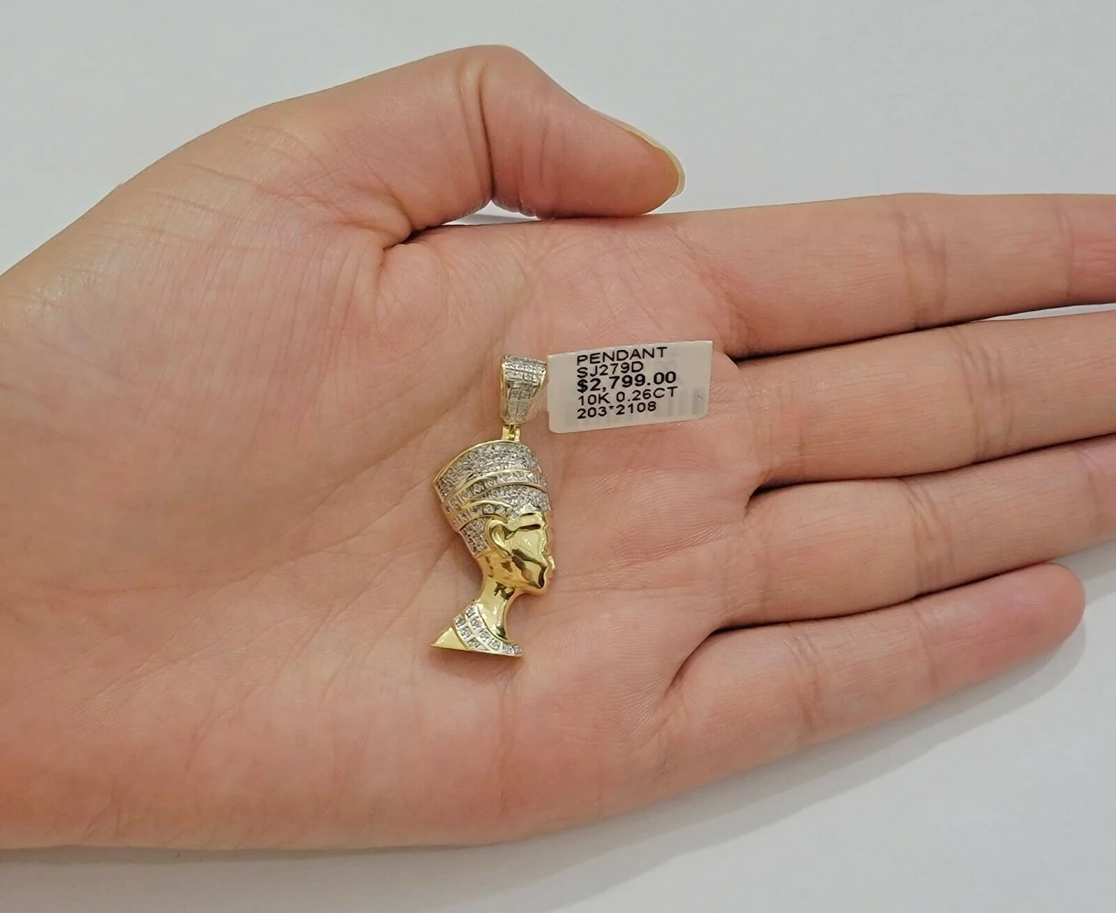 REAL 10k Gold Diamond Pendant Pharaoh Head Charm 1/4 Ct Natural Diamonds Mens - Image 5