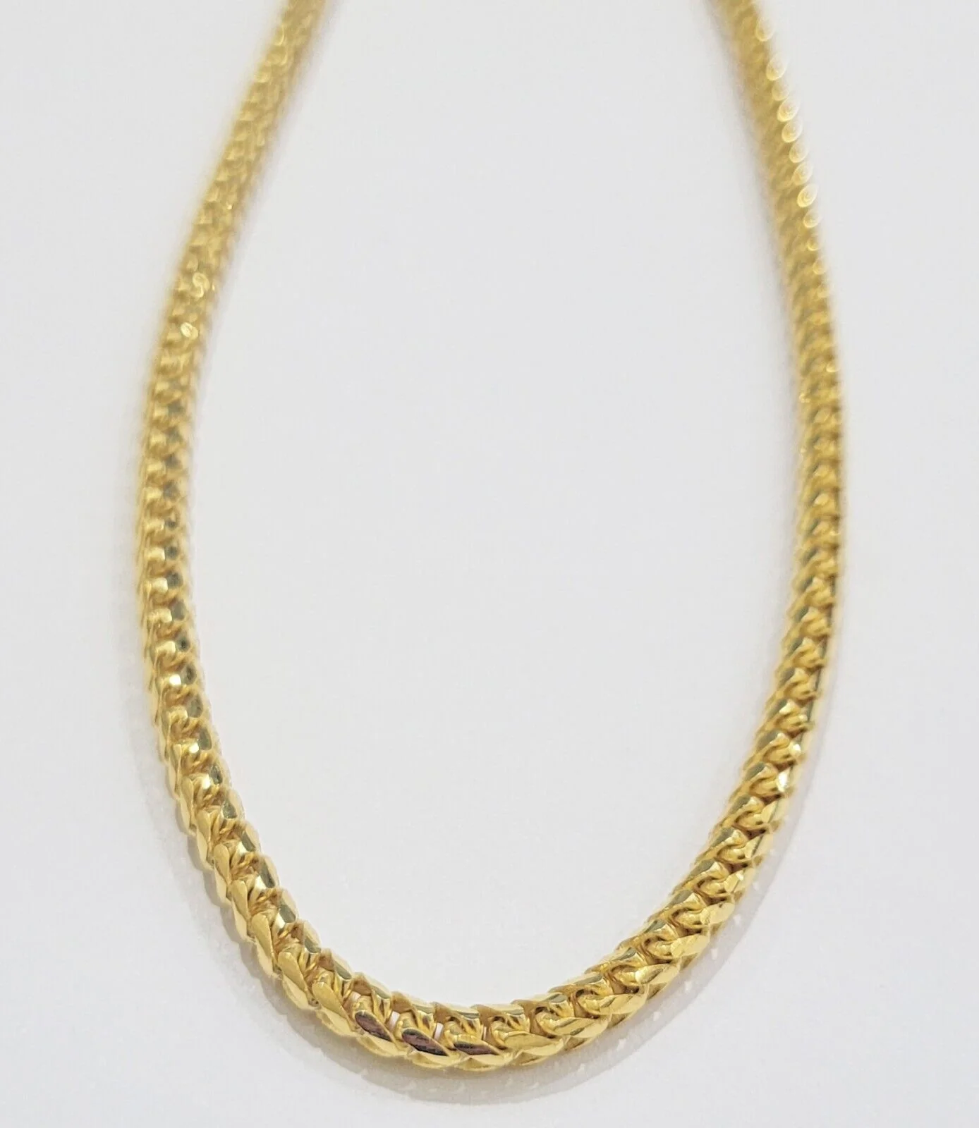 Real 10k Gold Necklace Franco Chain 4mm 22Inch Diamond Cut 10k Yellow Gold SOLID - Image 3