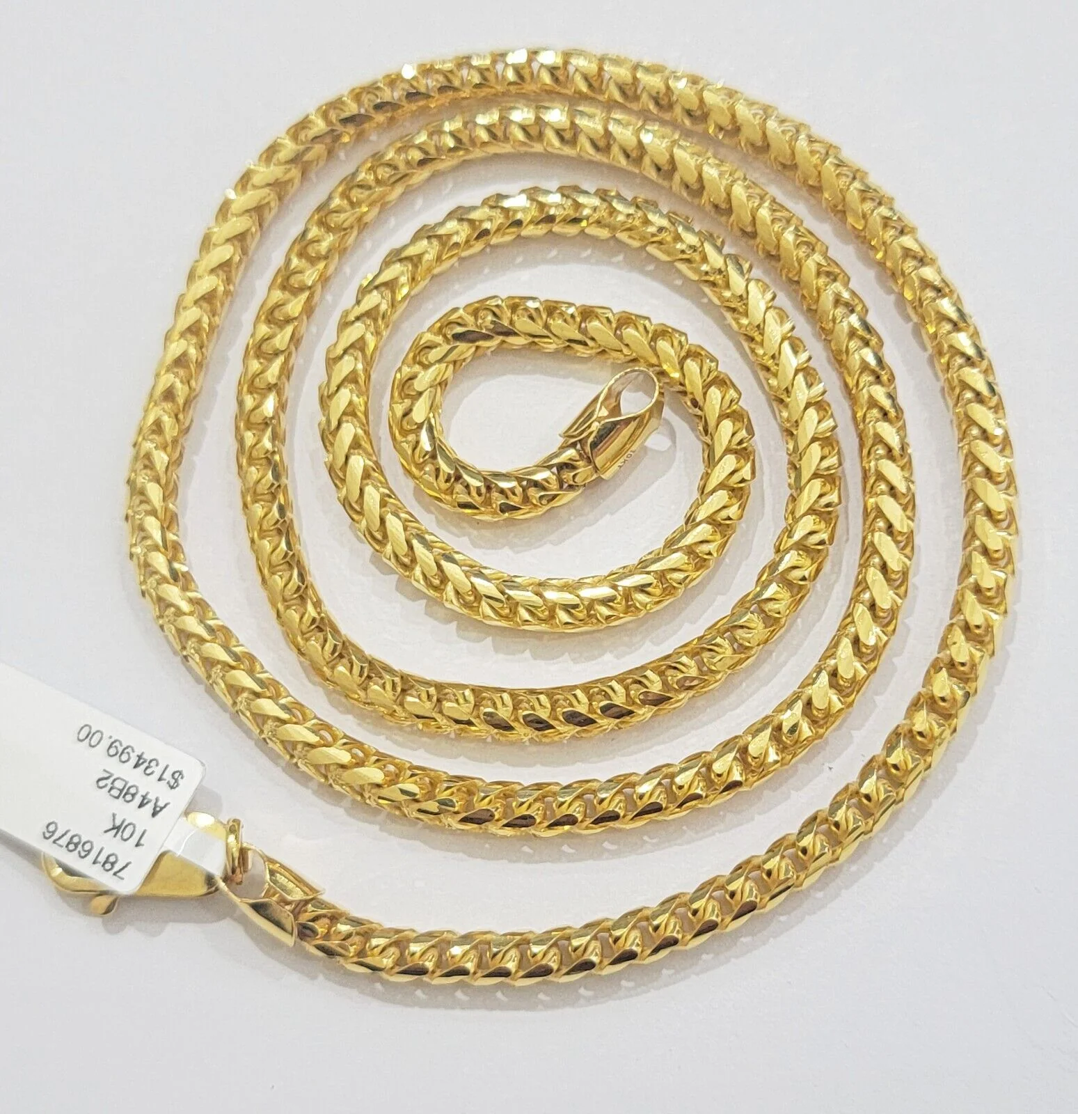 Real 10k Gold Necklace Franco Chain 4mm 22Inch Diamond Cut 10k Yellow Gold SOLID - Image 4