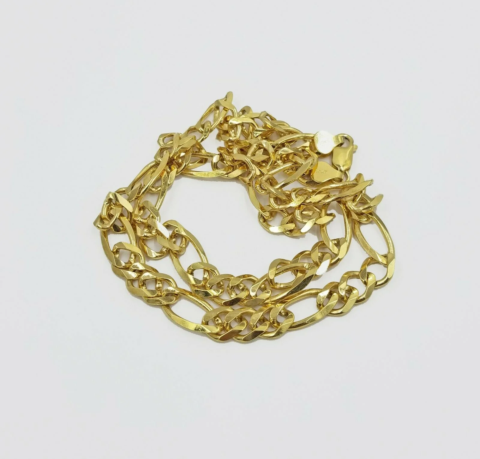 REAL 10k Gold SOLID Mens Necklace Figaro Link Chain 20"-30" 10kt Yellow Gold 7mm - Image 4