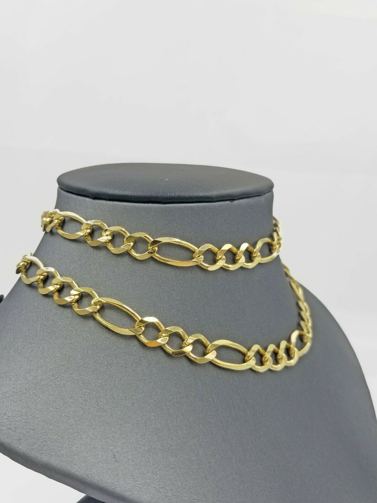 REAL 10k Gold SOLID Mens Necklace Figaro Link Chain 20"-30" 10kt Yellow Gold 7mm - Image 5