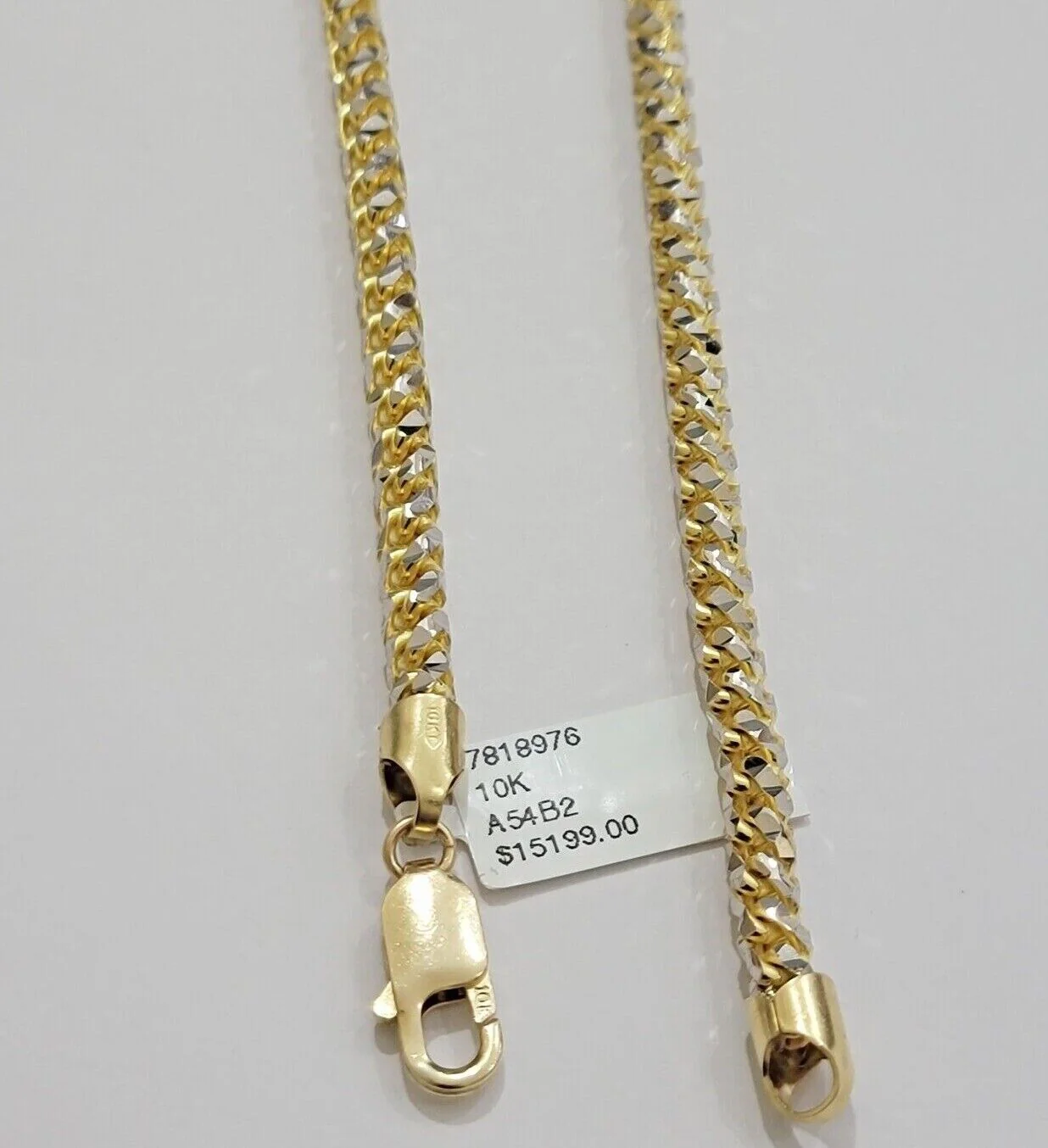 Real 10k Gold Solid Palm Chain Necklace Diamond cut 4.5mm 24" 10kt Unique Design - Image 3