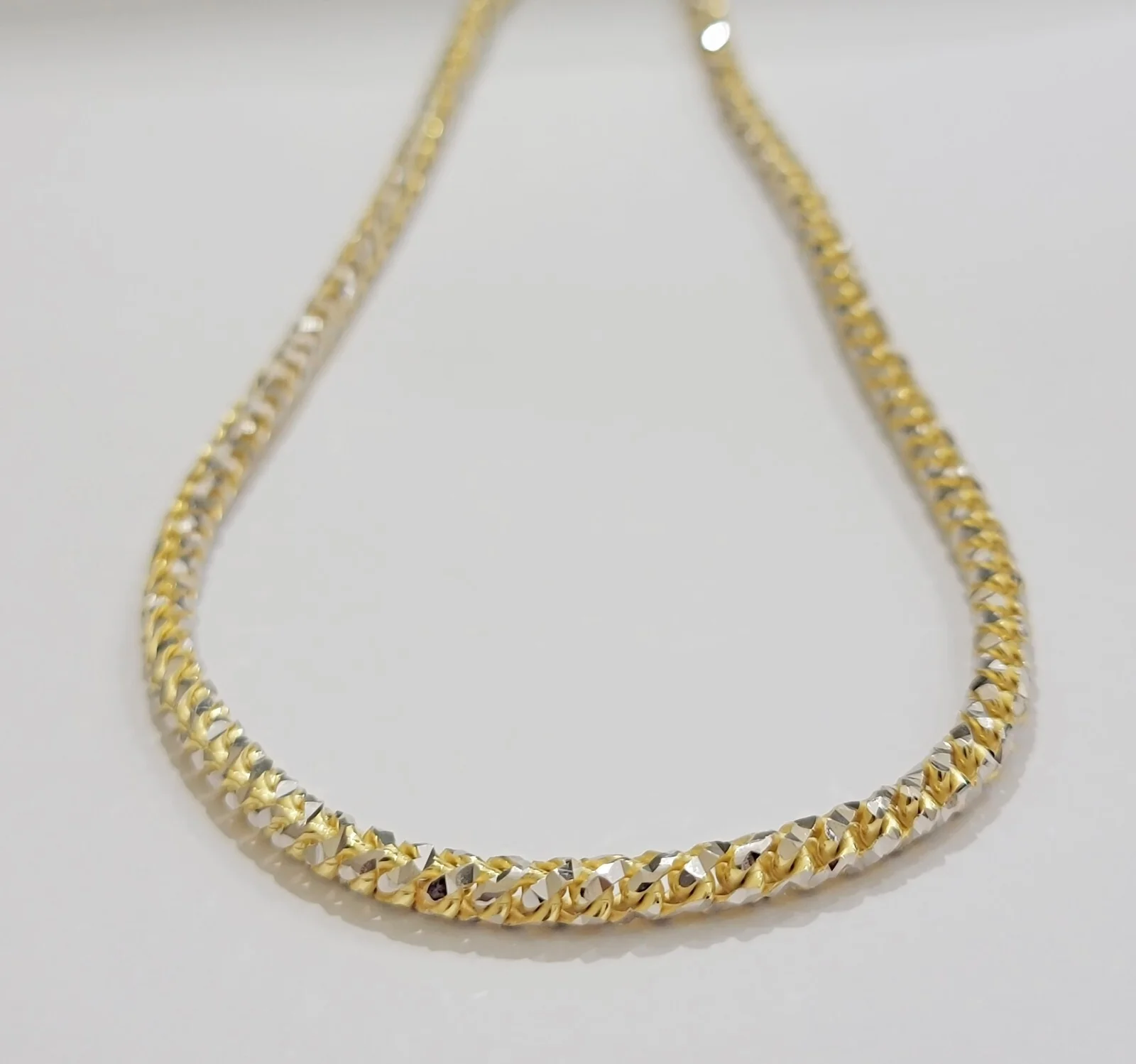 Real 10k Gold Solid Palm Chain Necklace Diamond cut 4.5mm 24" 10kt Unique Design - Image 6