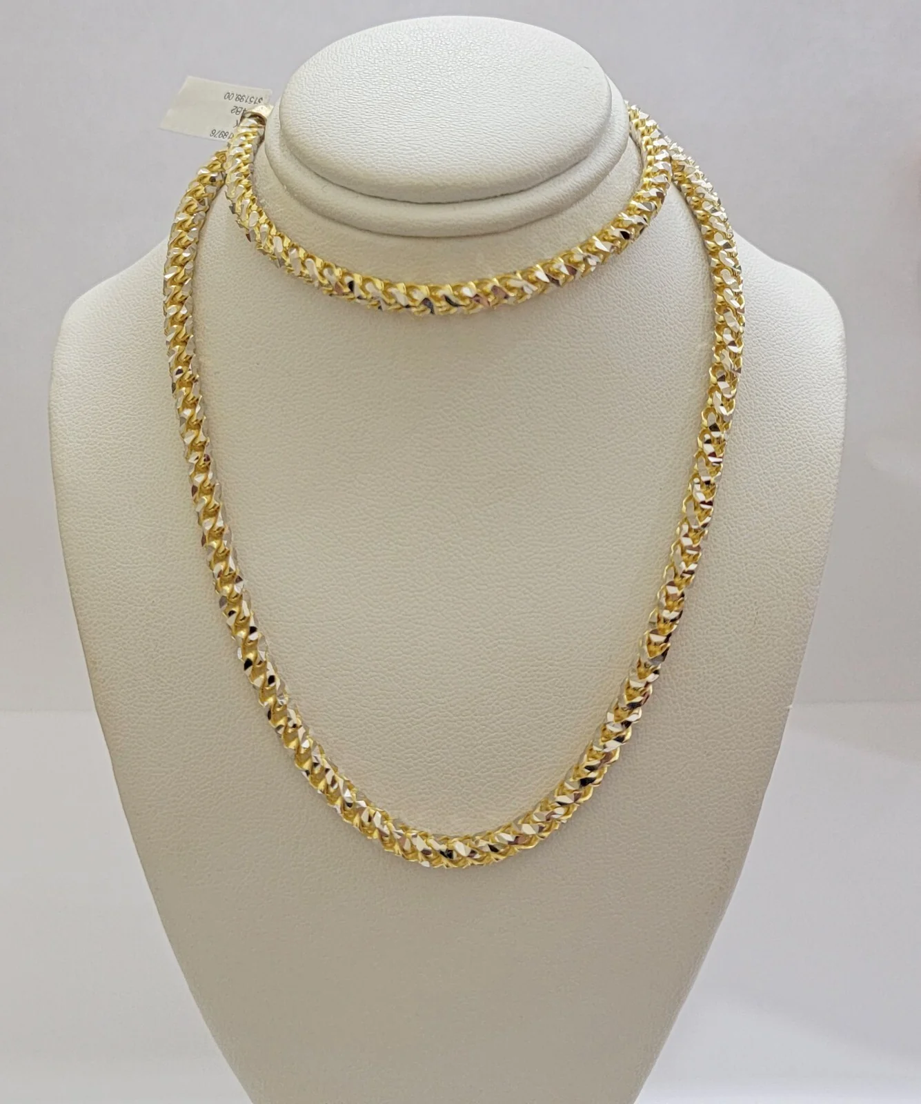 Real 10k Gold Solid Palm Chain Necklace Diamond cut 4.5mm 24" 10kt Unique Design - Image 8