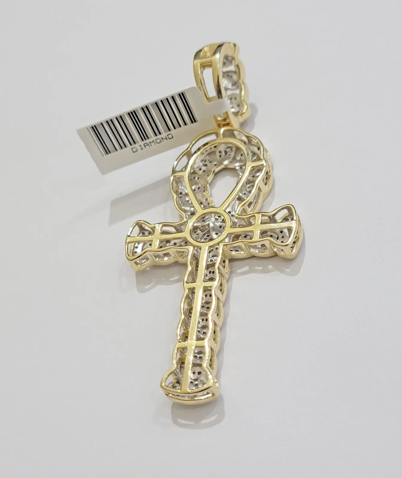 Real 10k Yellow Gold Diamond Ankh Cross Charm Pendant 1.08 CT Mens 2.5Inch - Image 5