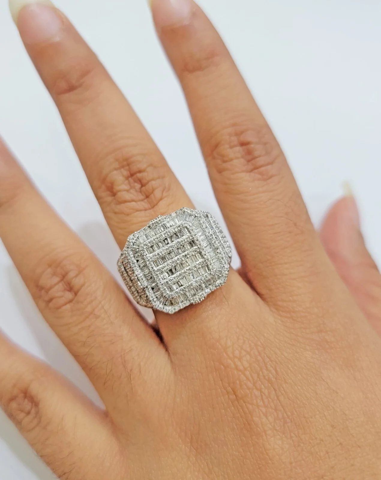 Real 10k Yellow Gold Natural Diamond Men Ring Round Baguette Dia Style Free Ship Sizes: 6 7 8 9 10 11 & 12 - Image 3