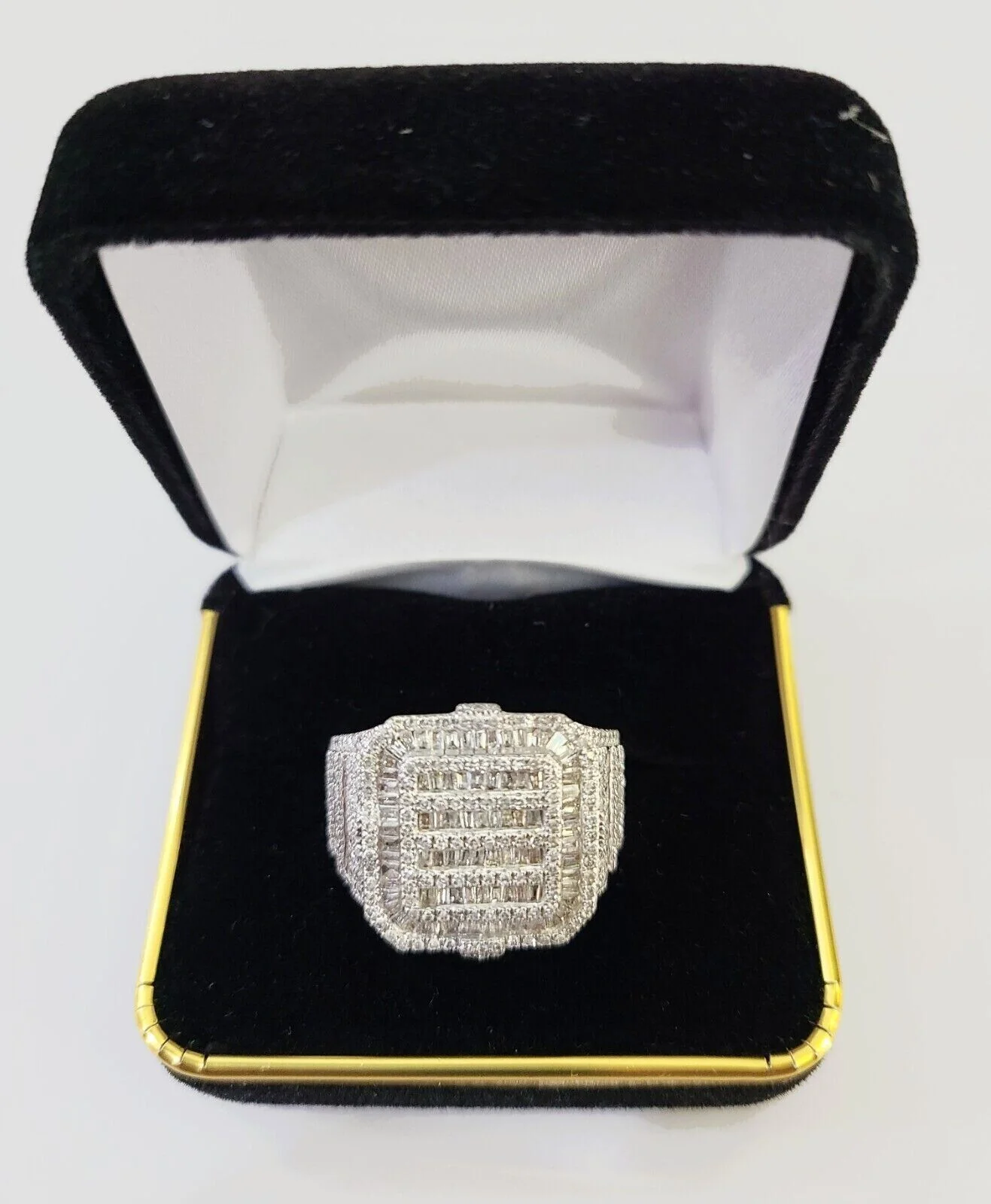 Real 10k Yellow Gold Natural Diamond Men Ring Round Baguette Dia Style Free Ship Sizes: 6 7 8 9 10 11 & 12 - Image 4