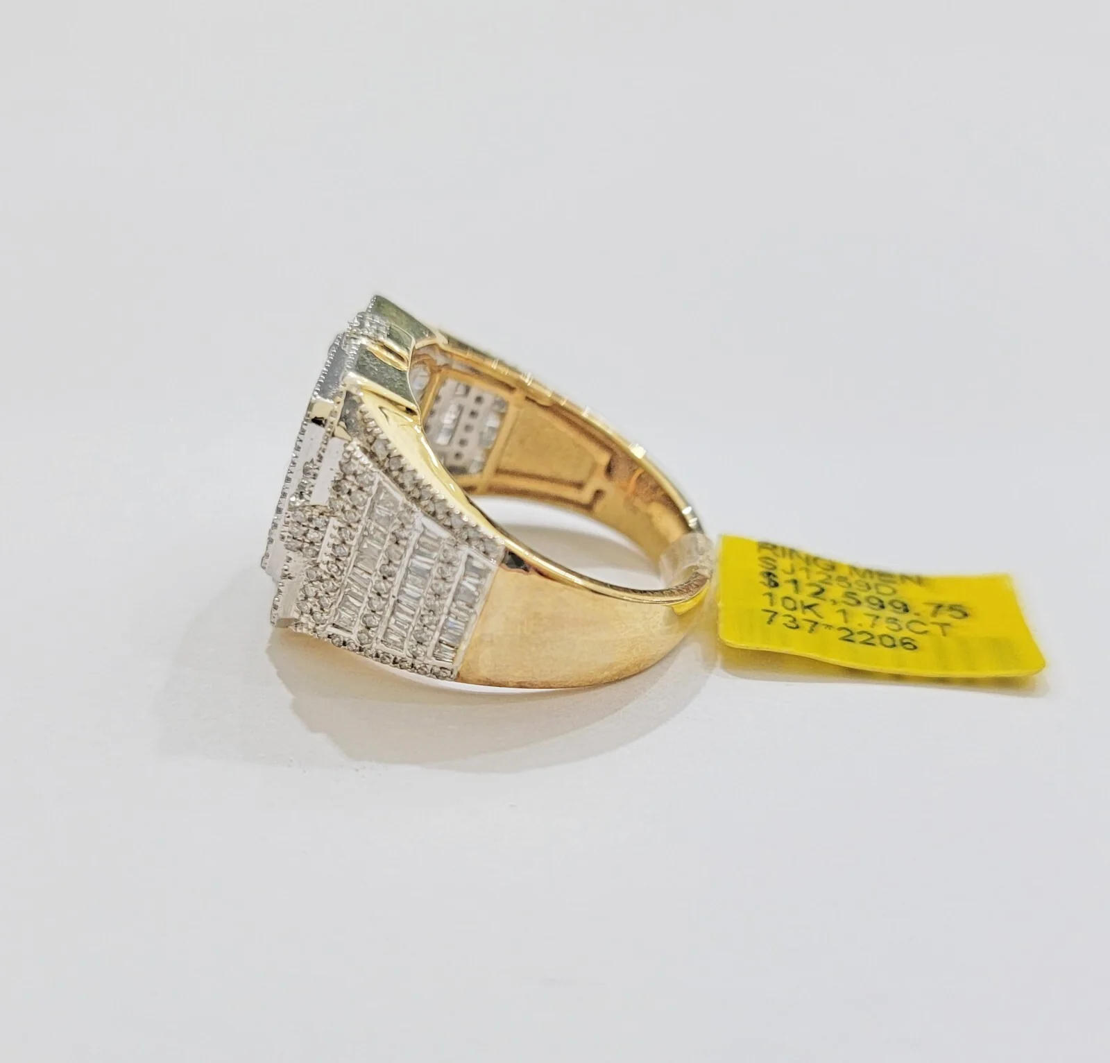 Real 10k Yellow Gold Natural Diamond Men Ring Round Baguette Dia Style Free Ship Sizes: 6 7 8 9 10 11 & 12 - Image 5