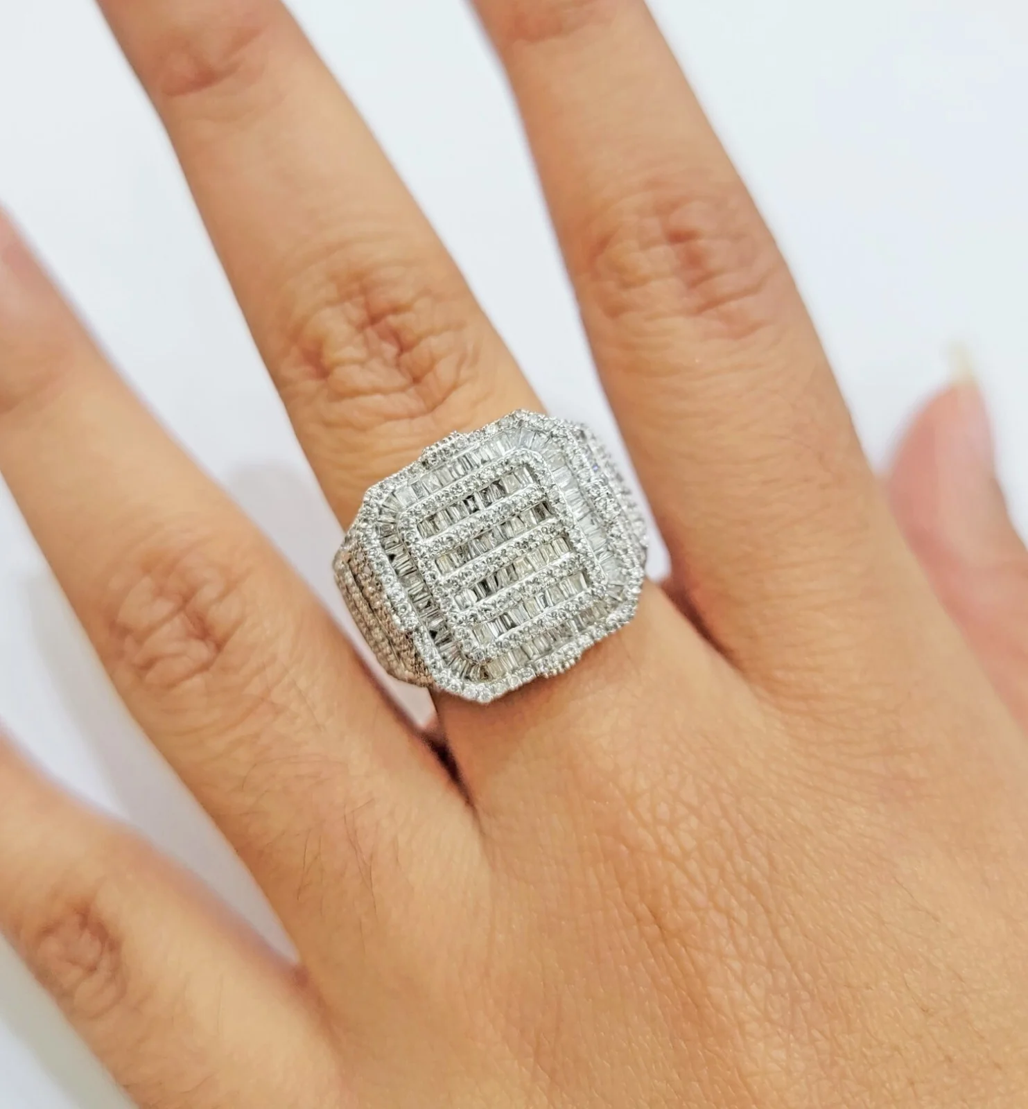 Real 10k Yellow Gold Natural Diamond Men Ring Round Baguette Dia Style Free Ship Sizes: 6 7 8 9 10 11 & 12 - Image 6