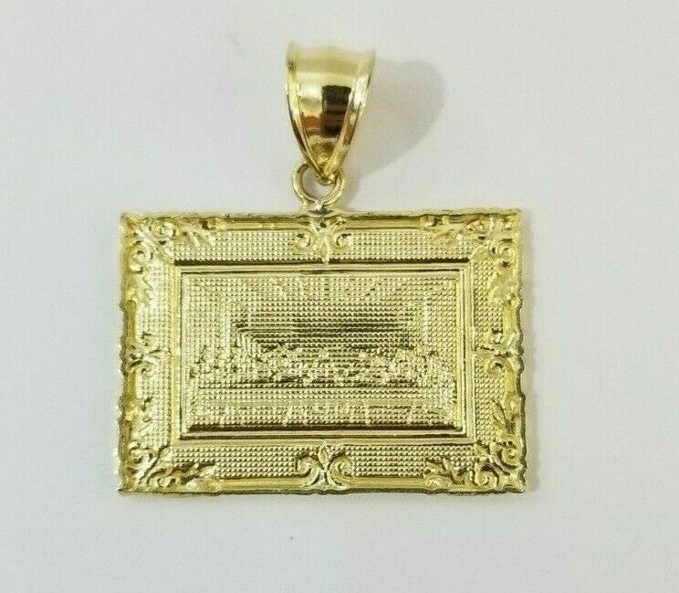 REAL 10k Yellow Gold Rope Chain Last Supper Charm Pendant SET 3mm Necklace 18-28 - Image 6
