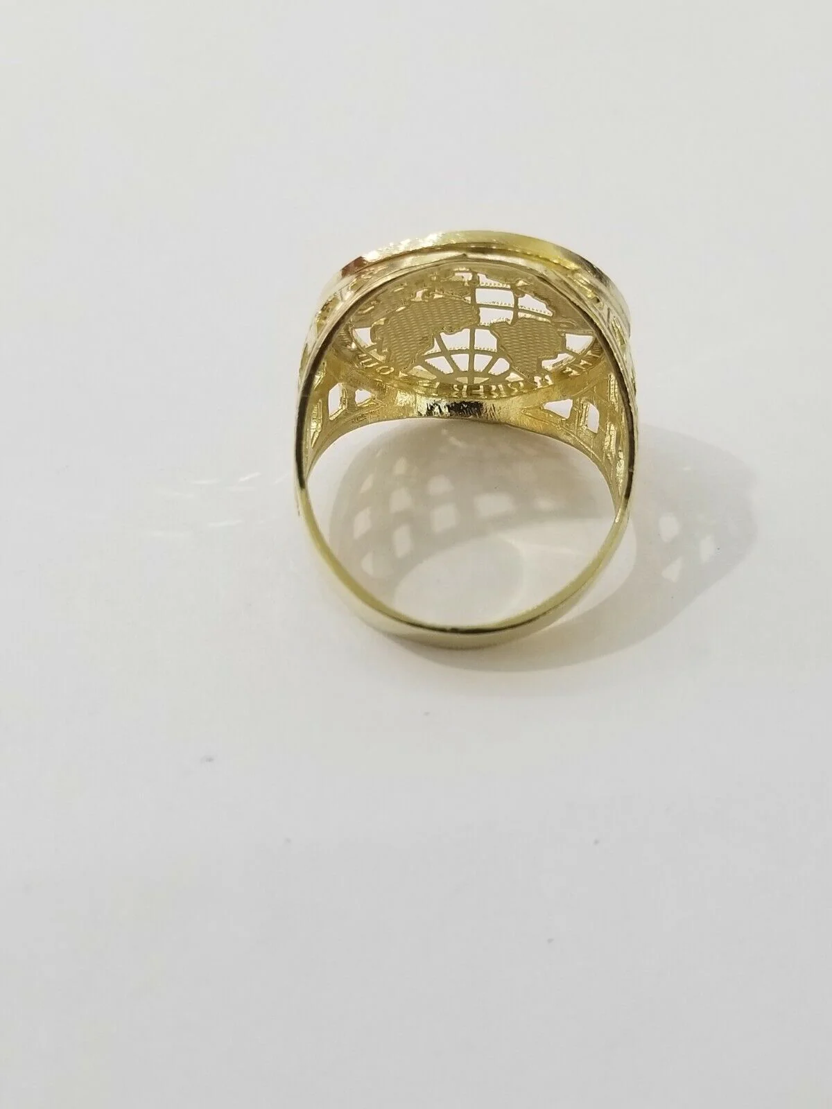 Real 10k Yellow Gold World Map Mens Ring The World Is Yours Engraved Ring Unique Size: 6 7 8 9 10 11&12 - Image 6