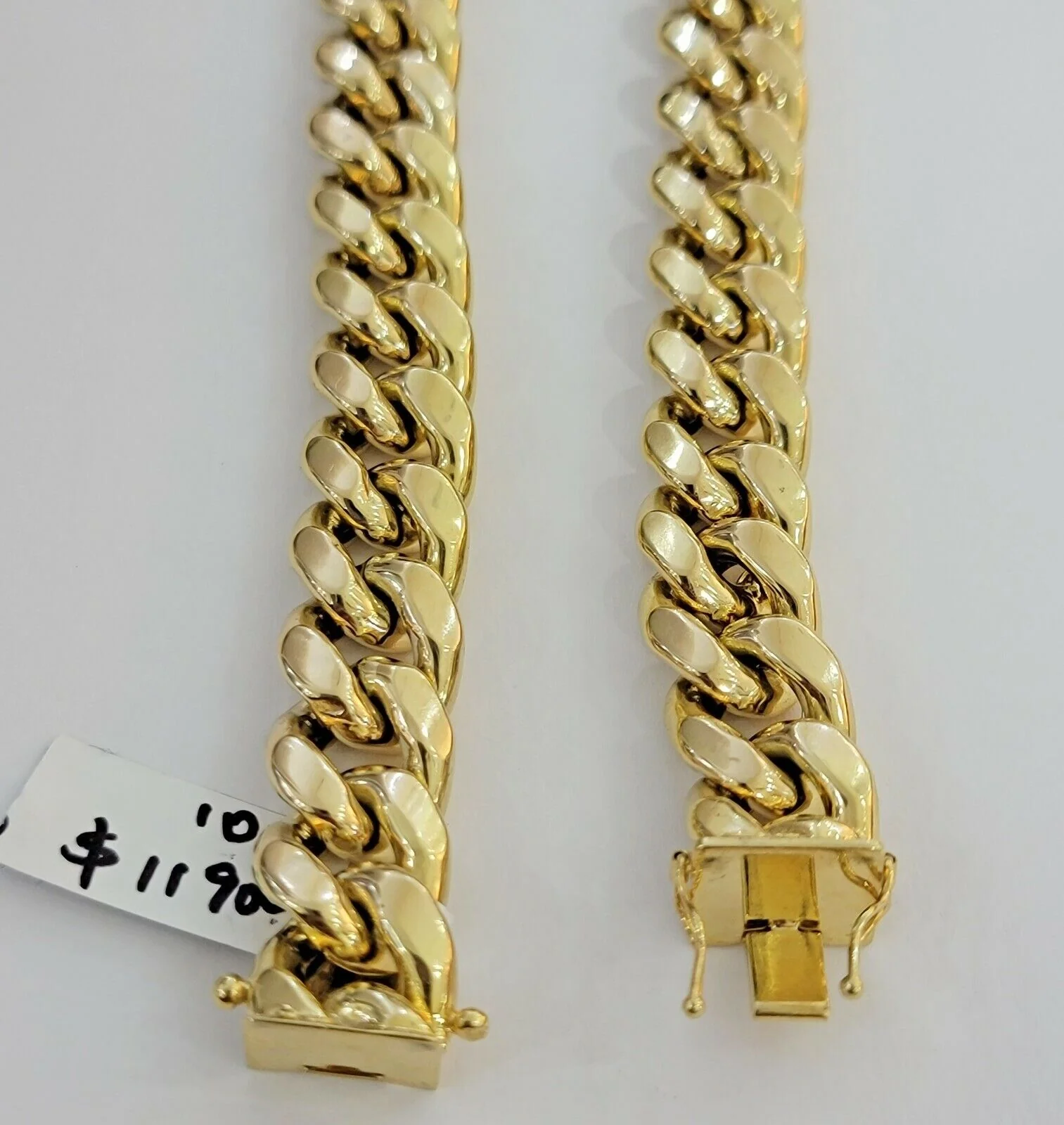 Real 14k Gold 13mm Chain Necklace Miami Cuban Link 24" Men 14kt Yellow Gold - Image 3