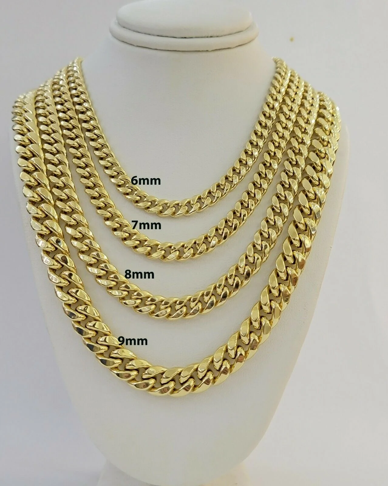 Real 14k Gold chain Necklace Miami Cuban Link 6mm-9mm 8"-30" Inch ,Strong, Men's - Image 3