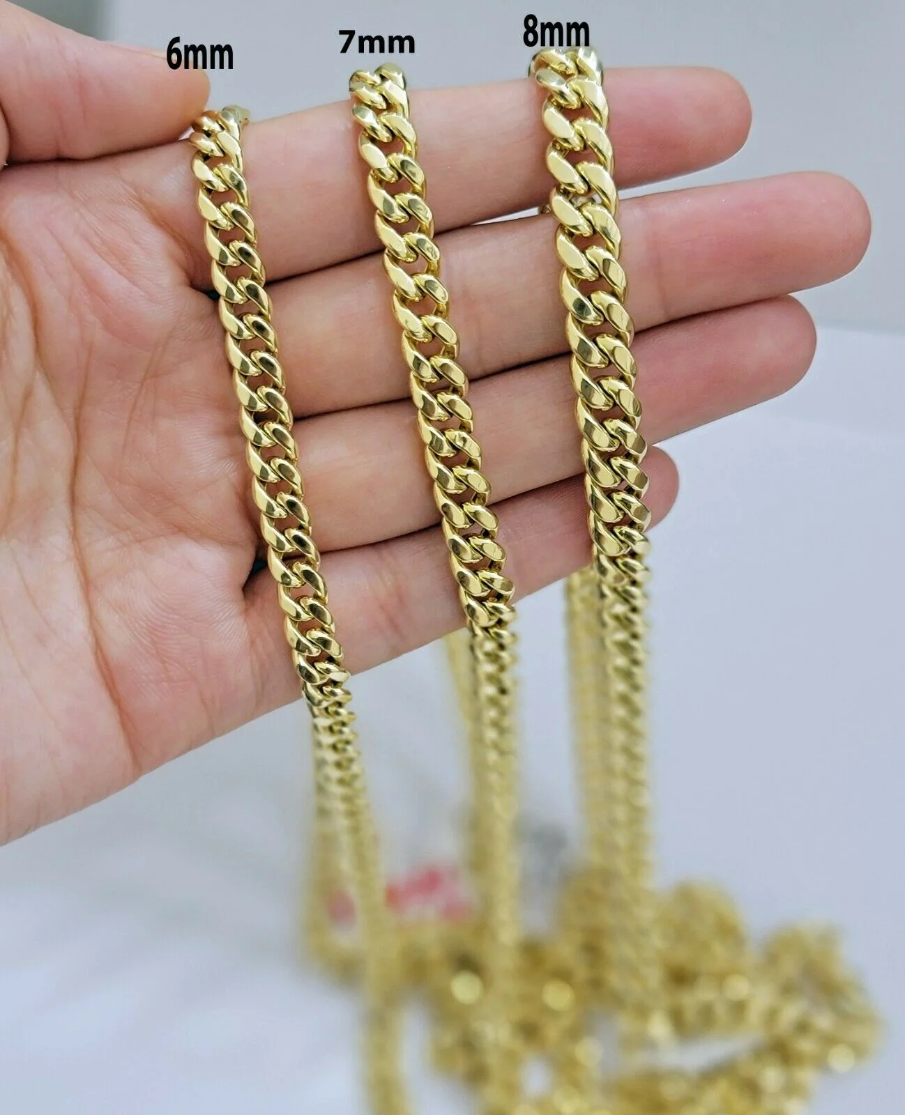 Real 14k Gold chain Necklace Miami Cuban Link 6mm-9mm 8"-30" Inch ,Strong, Men's - Image 6