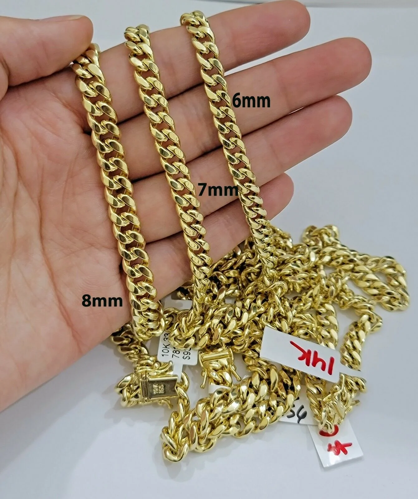 Real 14k Gold chain Necklace Miami Cuban Link 6mm-9mm 8"-30" Inch ,Strong, Men's - Image 8