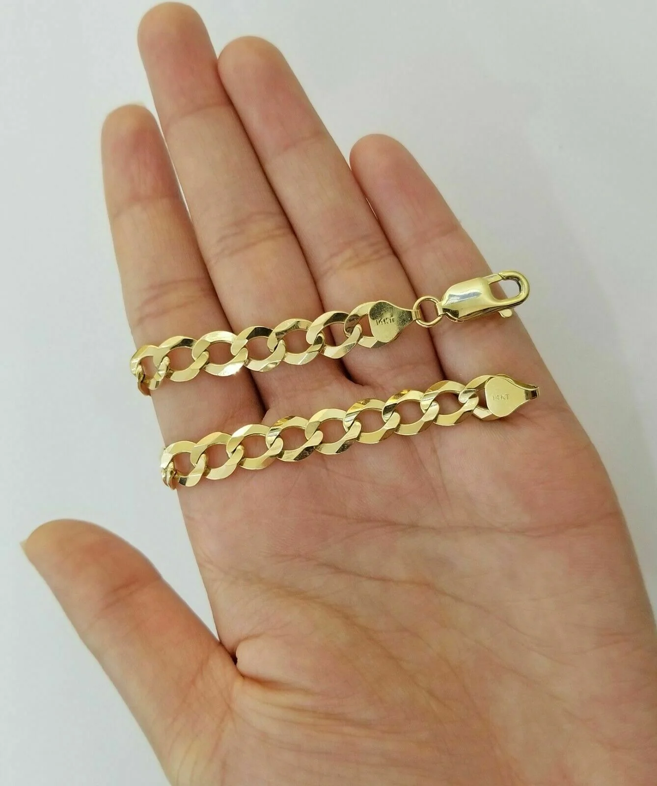 Real 14k Gold Chain Solid Cuban Curb Link Bracelet Necklace 3mm-10mm 7"-30" 14kt - Image 6