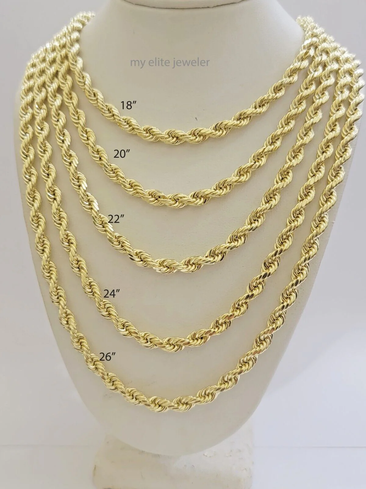 Real 14k Gold Rope chain 18 Inch 5mm Diamond Cuts 14kt Yellow Gold Men Women - Image 6